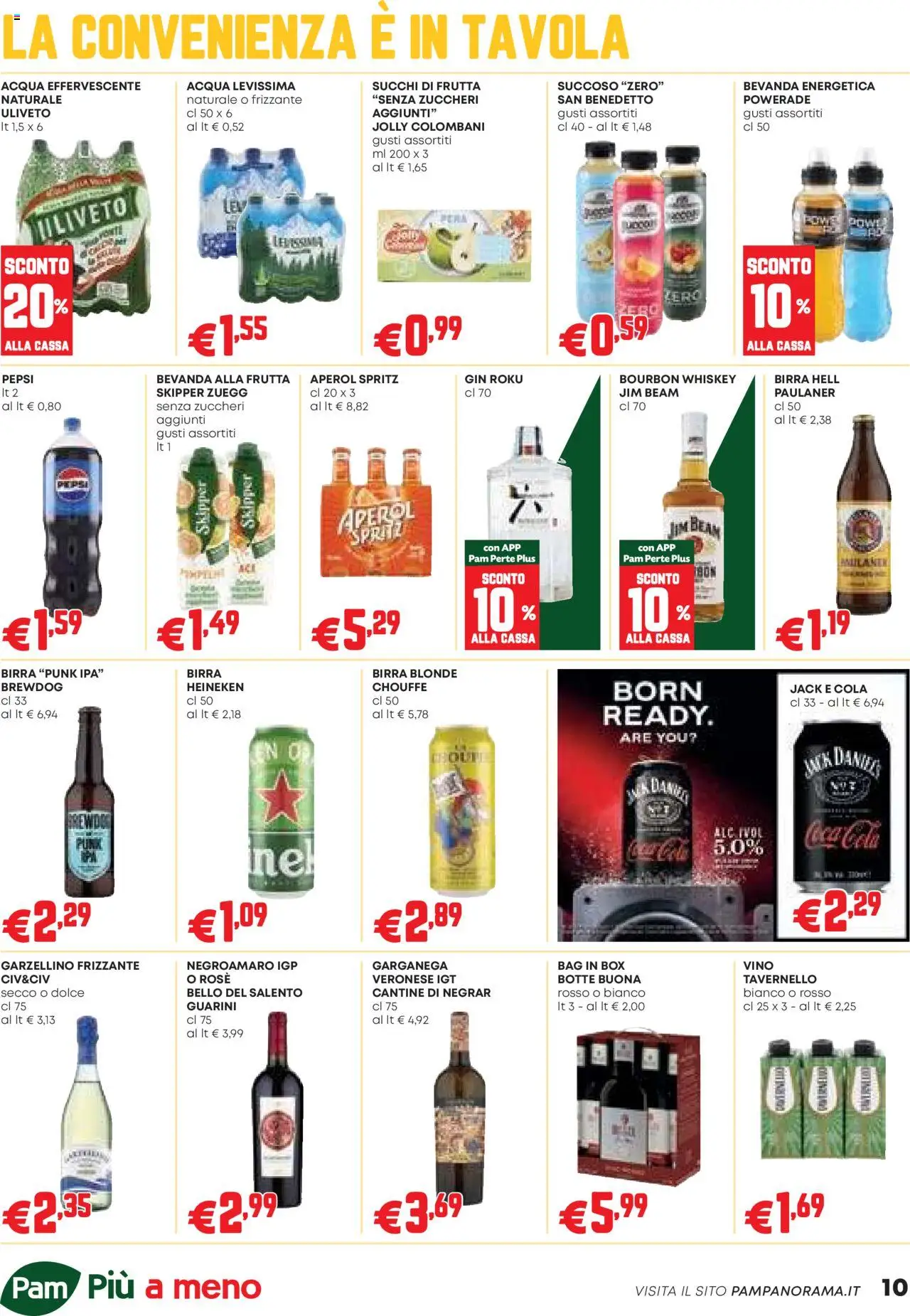 Volantino PAM del 07.08.2025 | Pagina: 10 | Prodotti: Birra, Bourbon, Gin, Pepsi