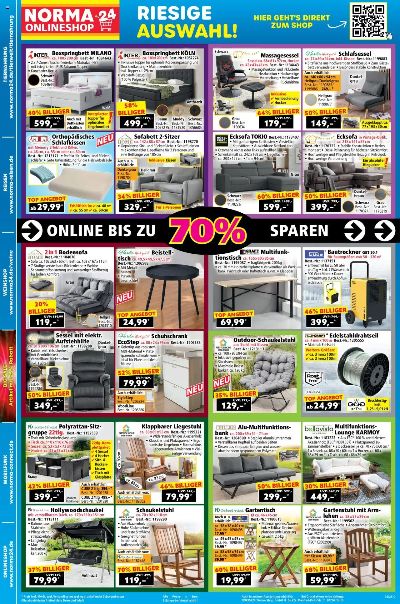 Norma Onlineshop - gültig ab dem 25.08.2025 | Seite: 2 | Produkte: Kissen, Boxspringbett, Tisch, Wasser