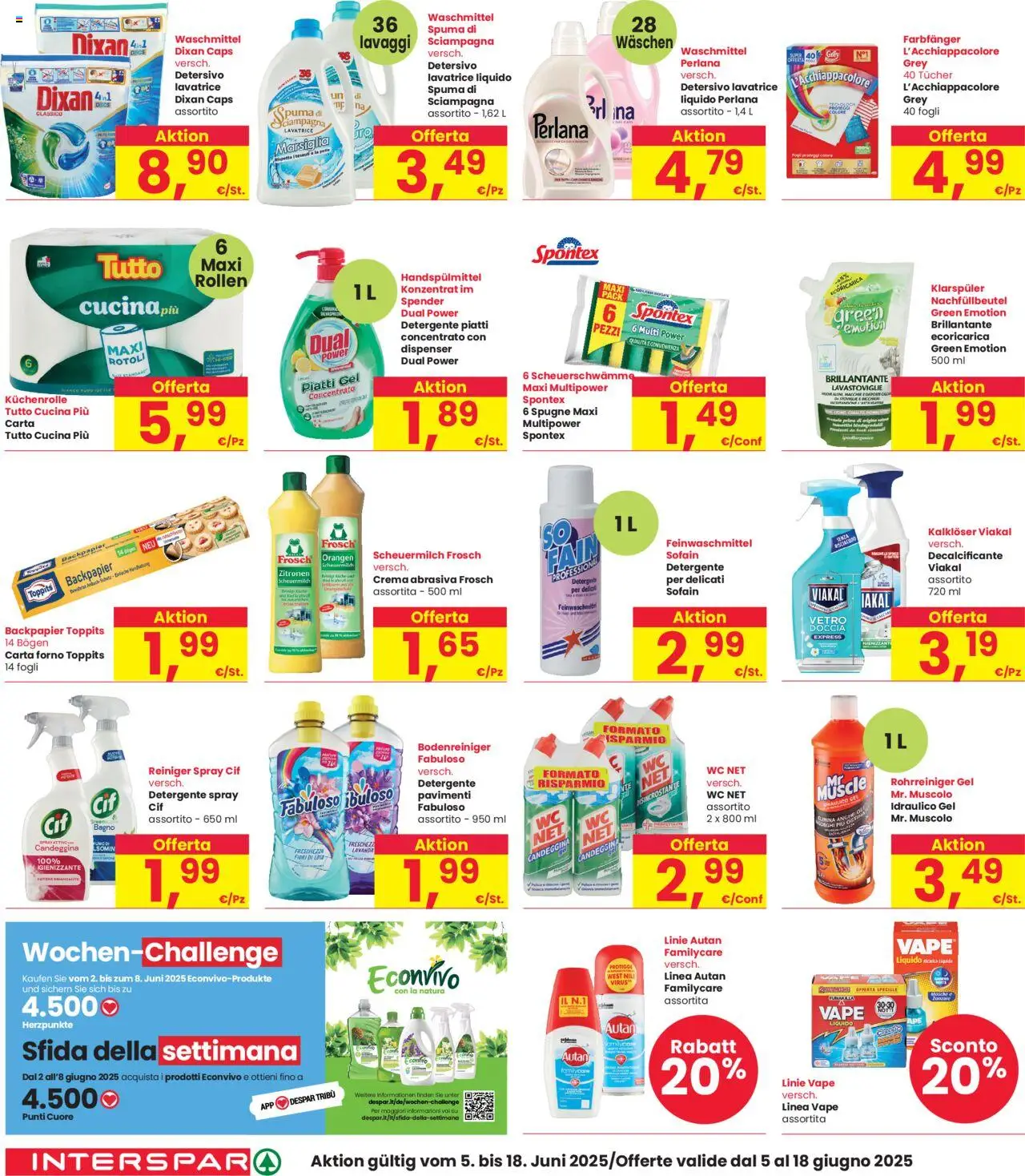 Volantino Interspar del 05.06.2025 | Pagina: 28 | Prodotti: Lavatrice, Carta forno, WC, Doccia
