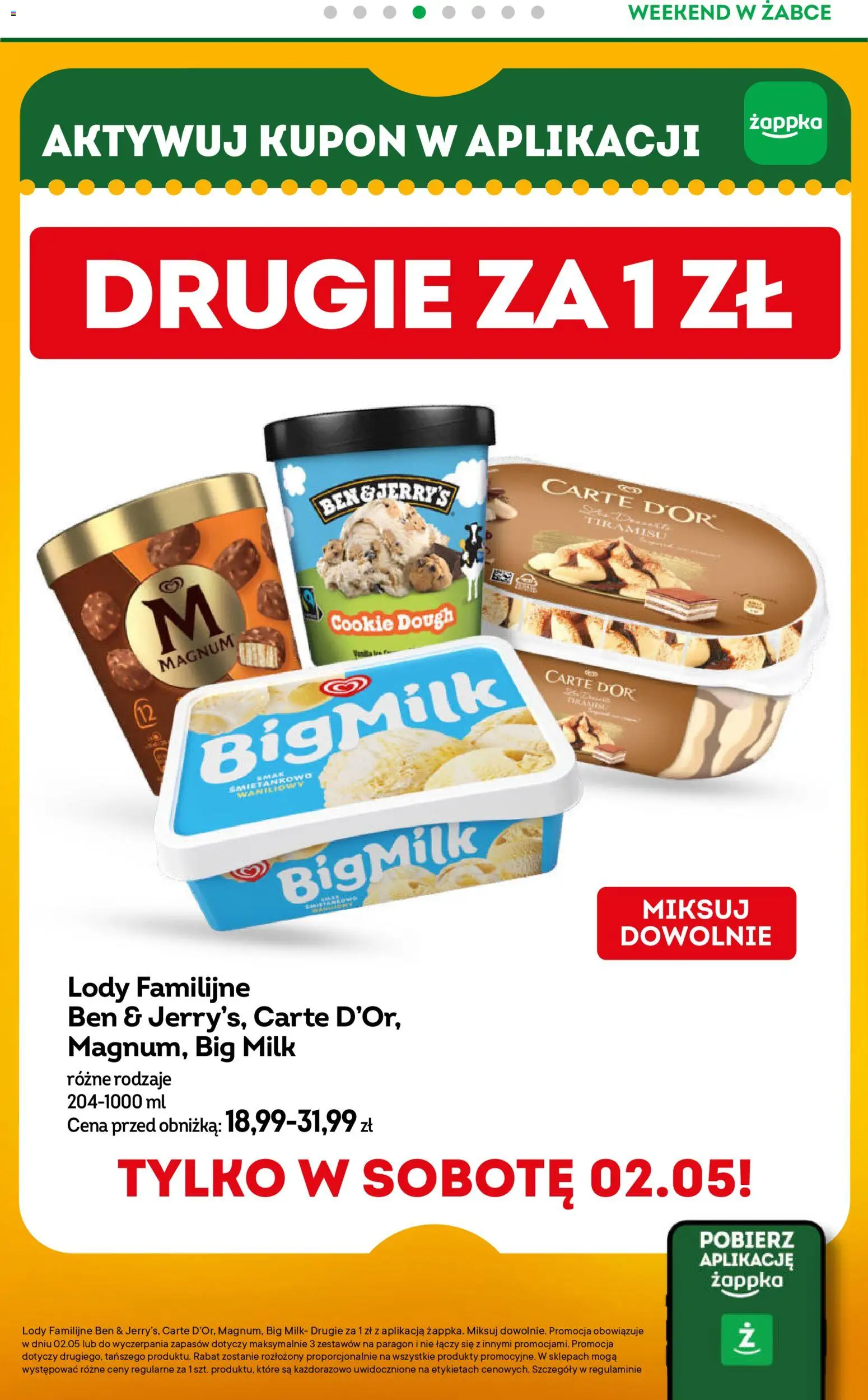Żabka gazetka - Weekendowe promocje od 30.04.2026 | Strona: 5 | Produkty: Tiramisu, Big Milk, Lody