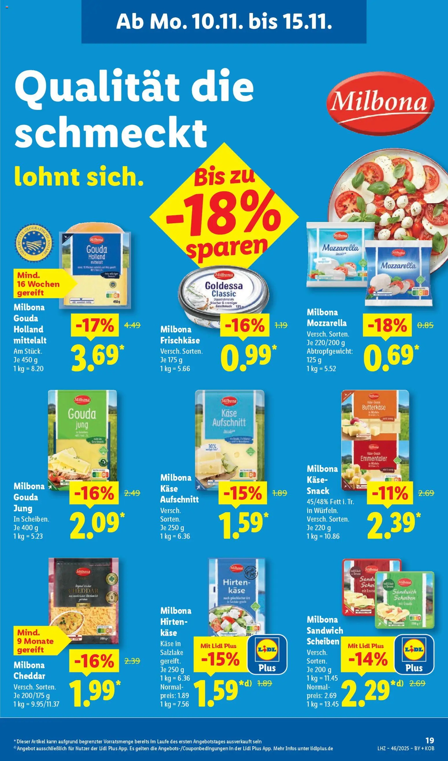 Lidl Prospekt München – gültig ab 10.11.2025 | Seite: 27 | Produkte: Käse, Mozzarella, Gouda, Edamer