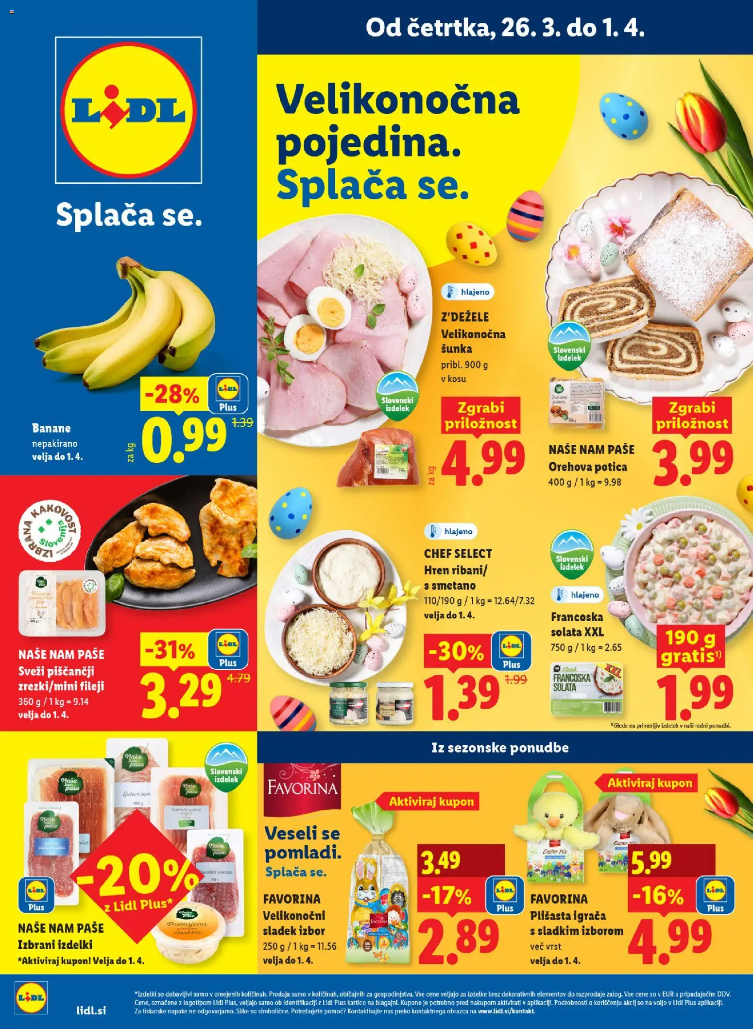 Novi Lidl katalog ponudbe – veljaven od 26.03.2026 | Stran: 1 | Izdelki: Sunka, Banane, Solata