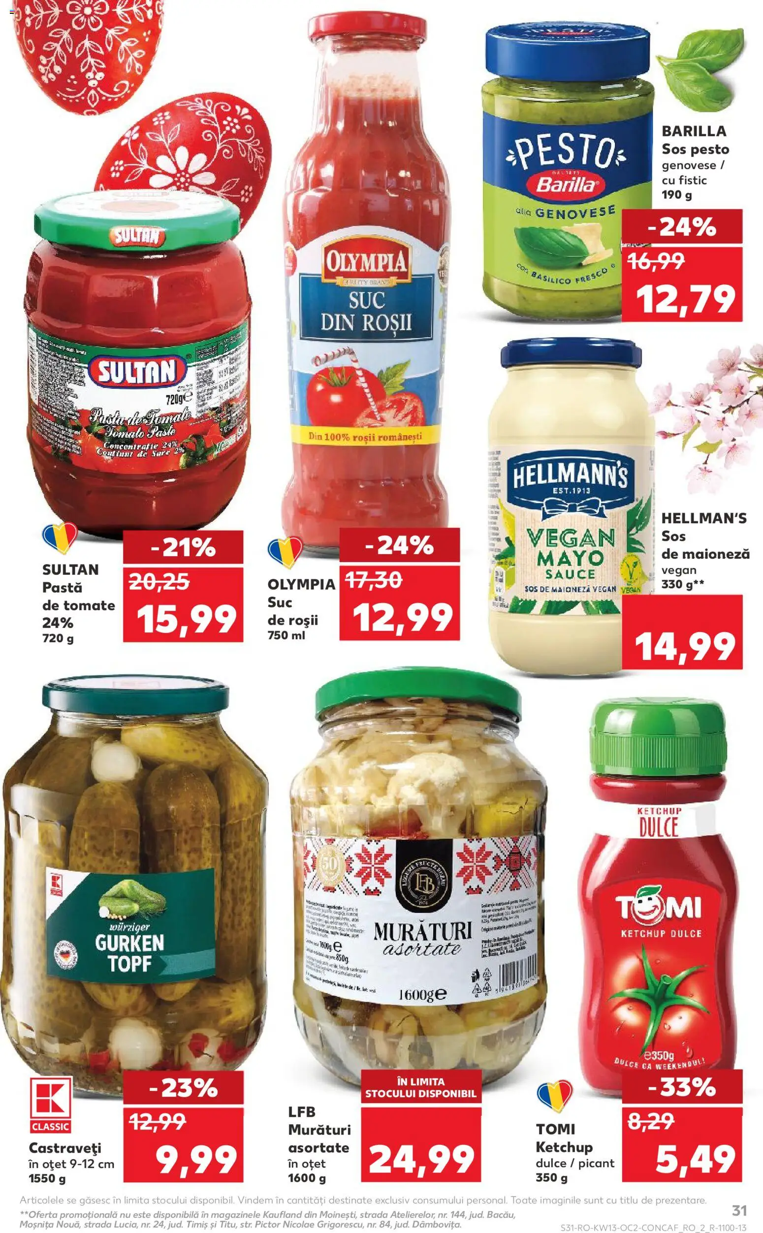 Noul catalog Kaufland – valabil de la 25.03.2026 | Pagină: 31 | Produse: Pastă de tomate, Suc, Roșii, Ketchup