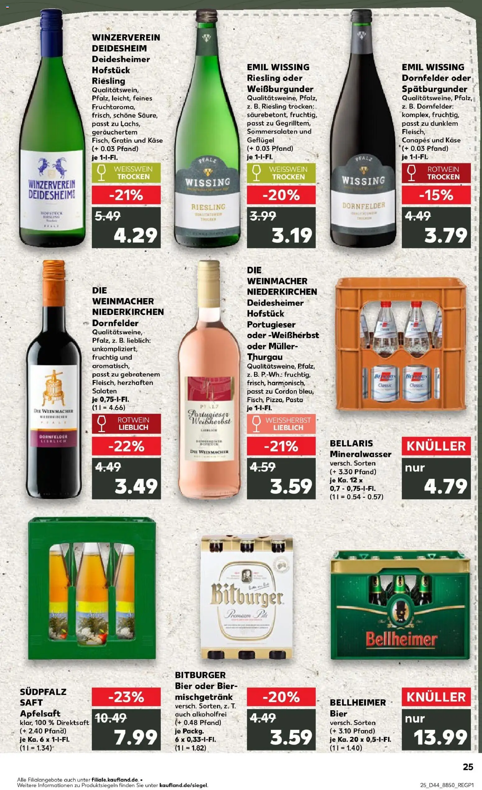 Kaufland prospekt Germersheim	 – gültig ab 30.10.2025 | Seite: 25 | Produkte: Bitburger, Apfelsaft, Mineralwasser, Wein