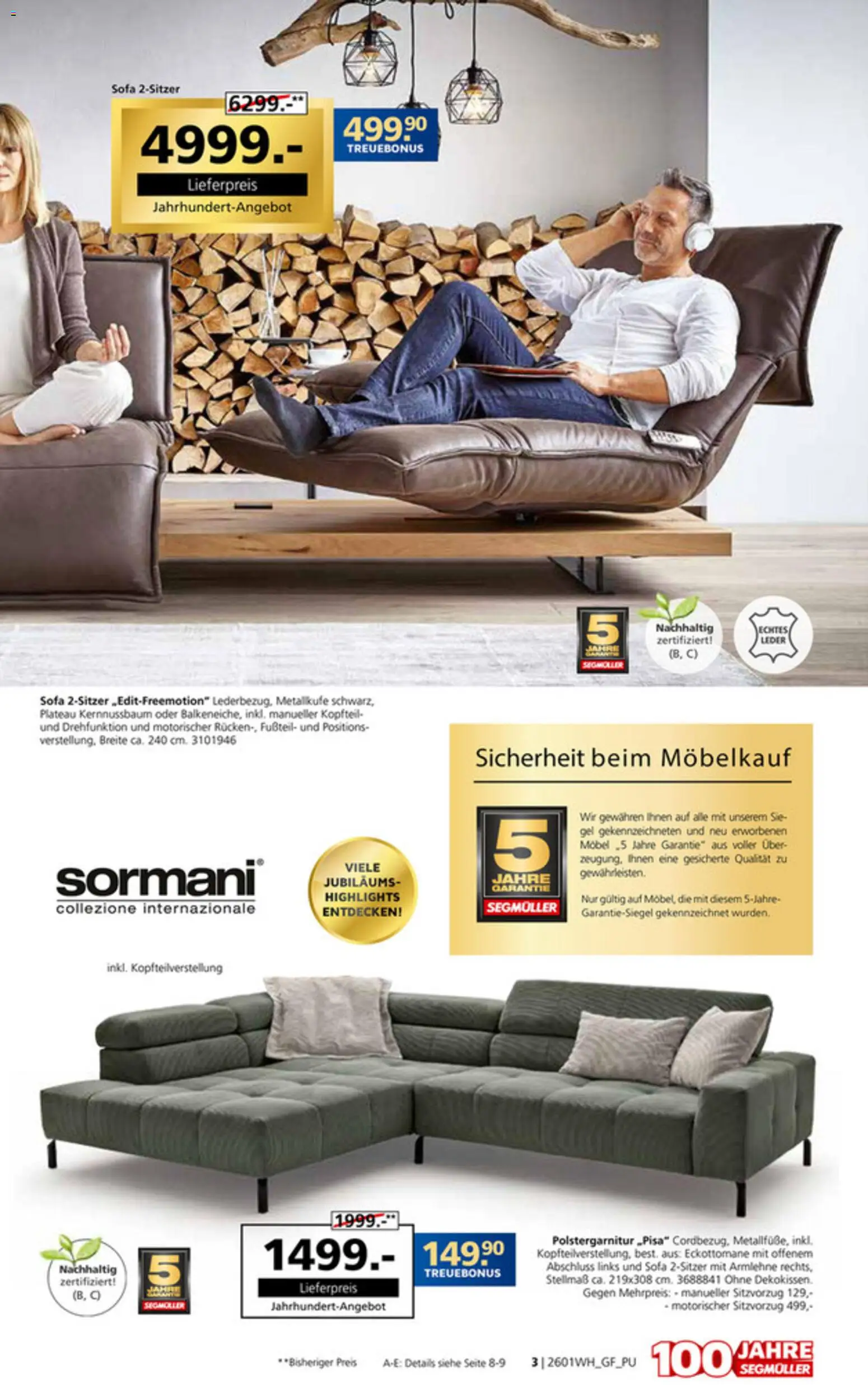 Segmüller Wohndesign – gültig ab 24.12.2025 | Seite: 3 | Produkte: Sofa