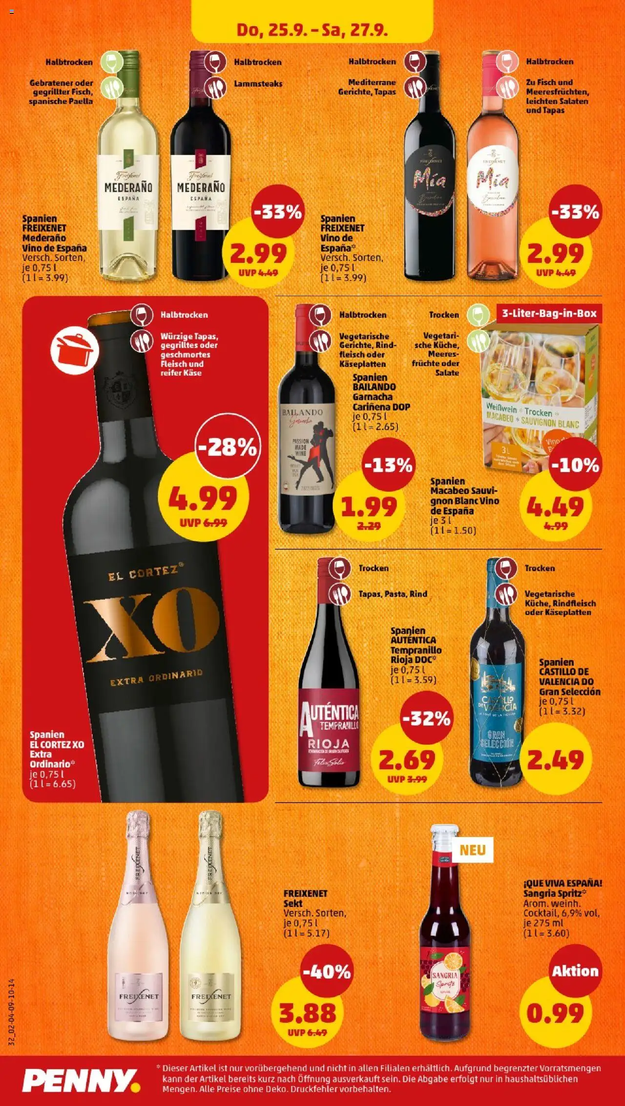 Penny - Bayern  – gültig ab 22.09.2025 | Seite: 34 | Produkte: Käse, Freixenet mederano, Fisch, Fleisch