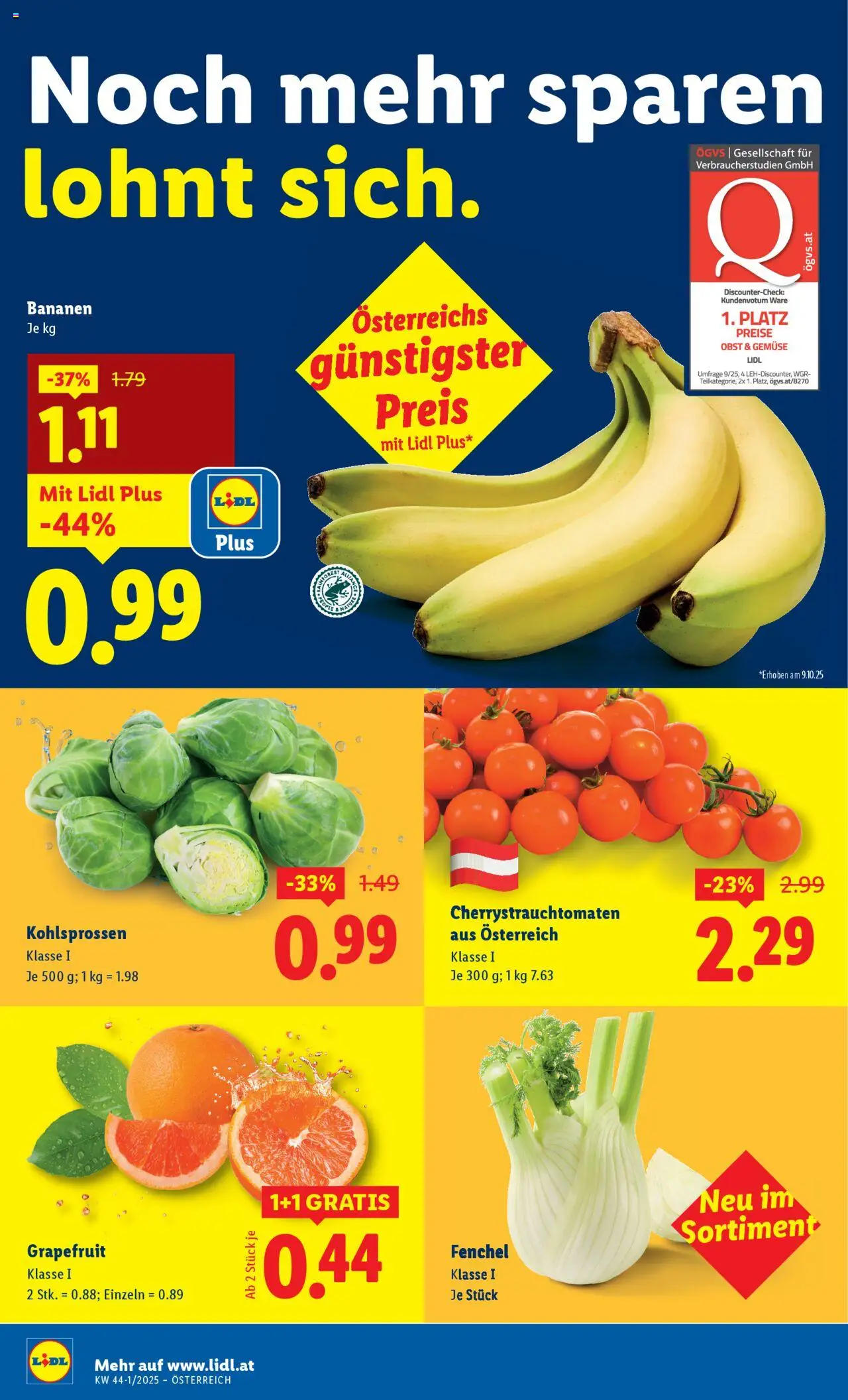 Lidl Flugblatt - Oberpullendorf, Güssing, Oberwart gültig ab 23.10.2025 | Seite: 40 | Produkte: Grapefruit, Gemüse, Obst, Bananen