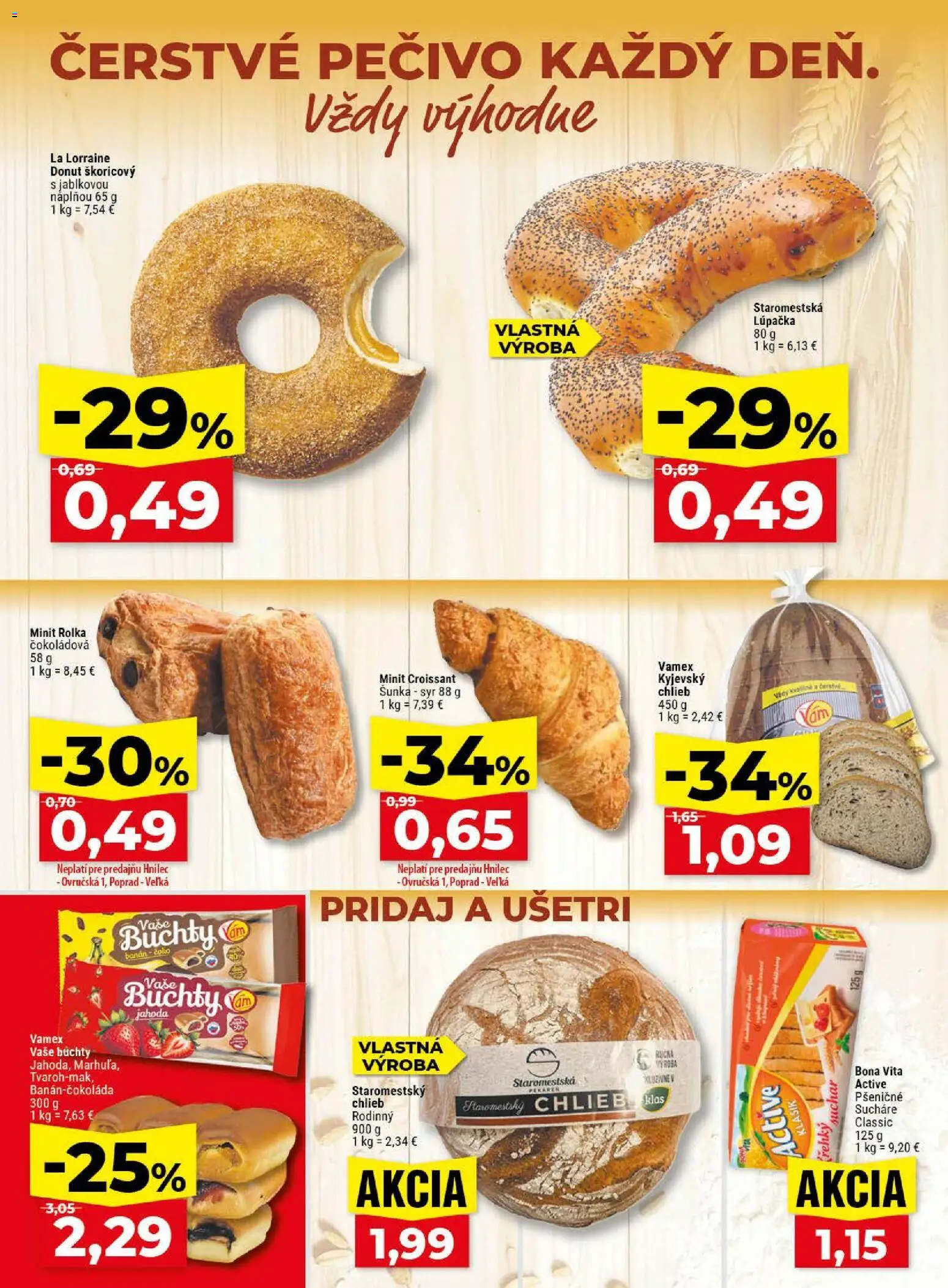 Nové Klas akcie – leták je platný od 20.04.2026 | Strana: 8 | Produkty: Syr, Chlieb, Šunka, Croissant