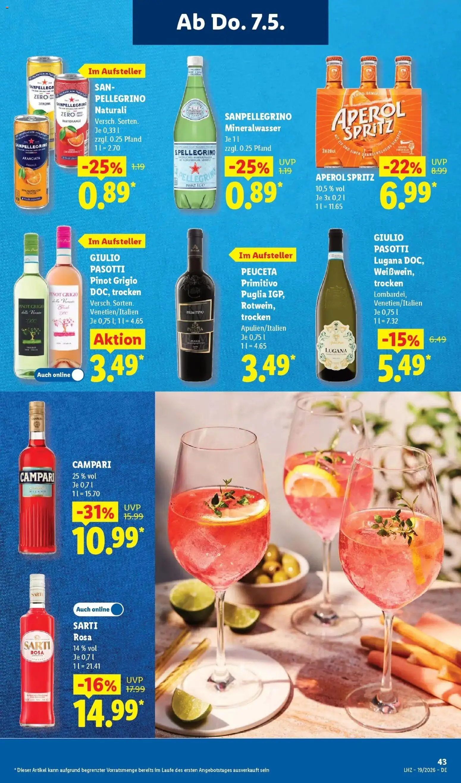 Lidl Německo leták od 04.05.2026 | Strana: 57 | Produkty: Campari, Spritz, Primitivo, Pinot Grigio