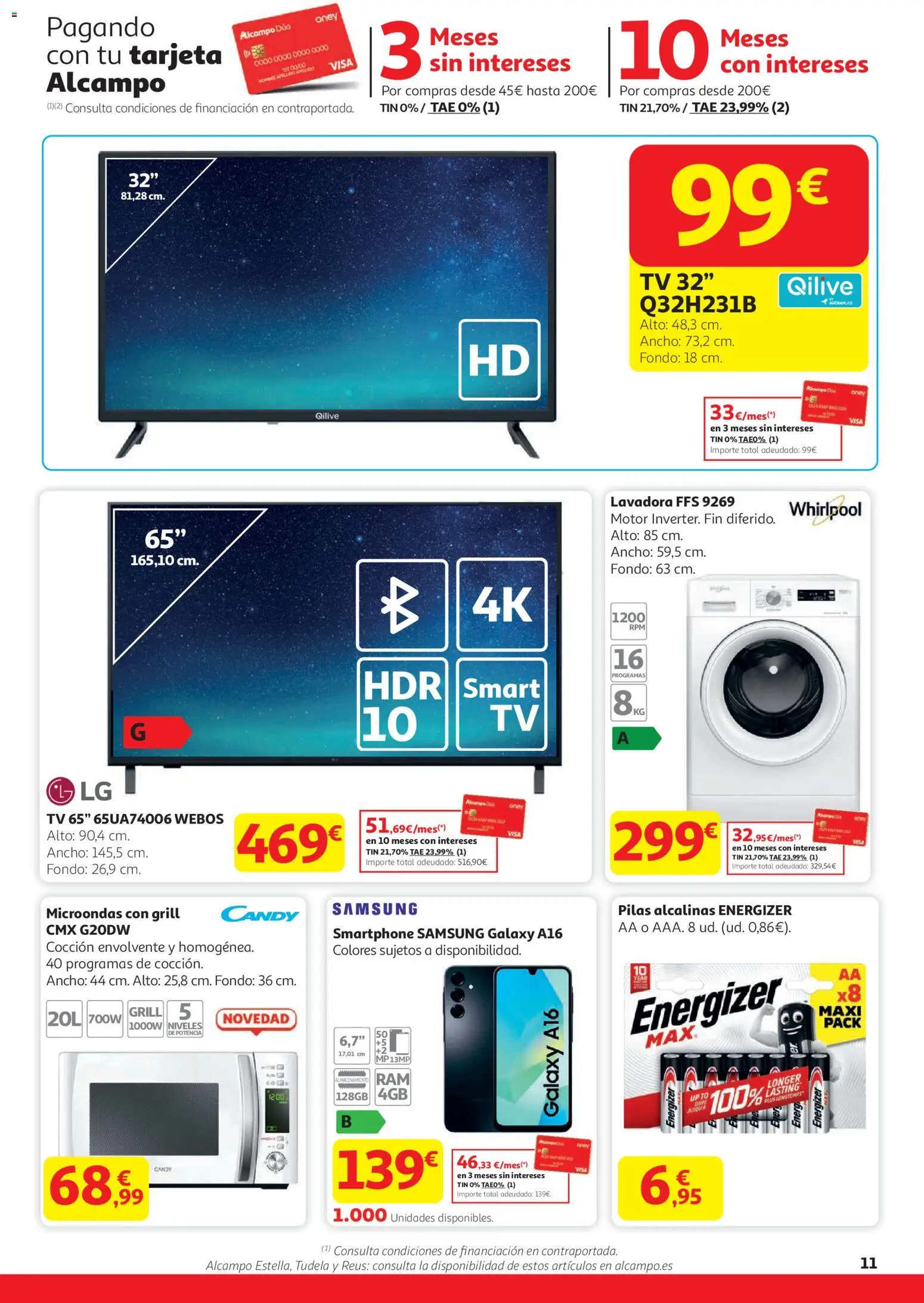 Alcampo - Superstore │ válido desde el 29.12.2025 | Página: 11 | Productos: Smartphone Samsung, Smartphone, Lavadora
