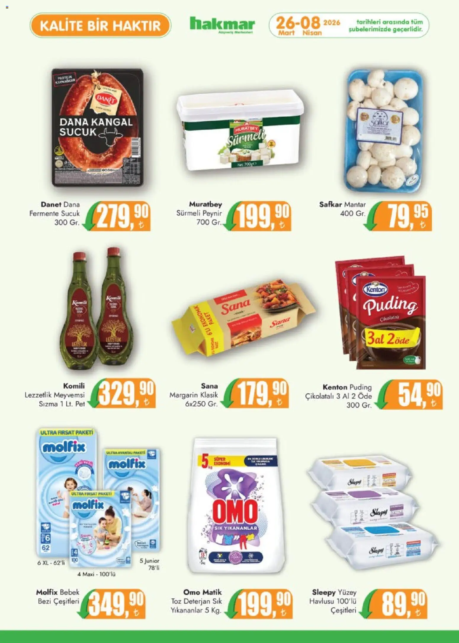 Hakmar Katalog - 26.03.2026 tarihinden itibaren geçerlidir | Sayfa: 8 | Ürünler: Peynir, Deterjan, Mantar, Sucuk