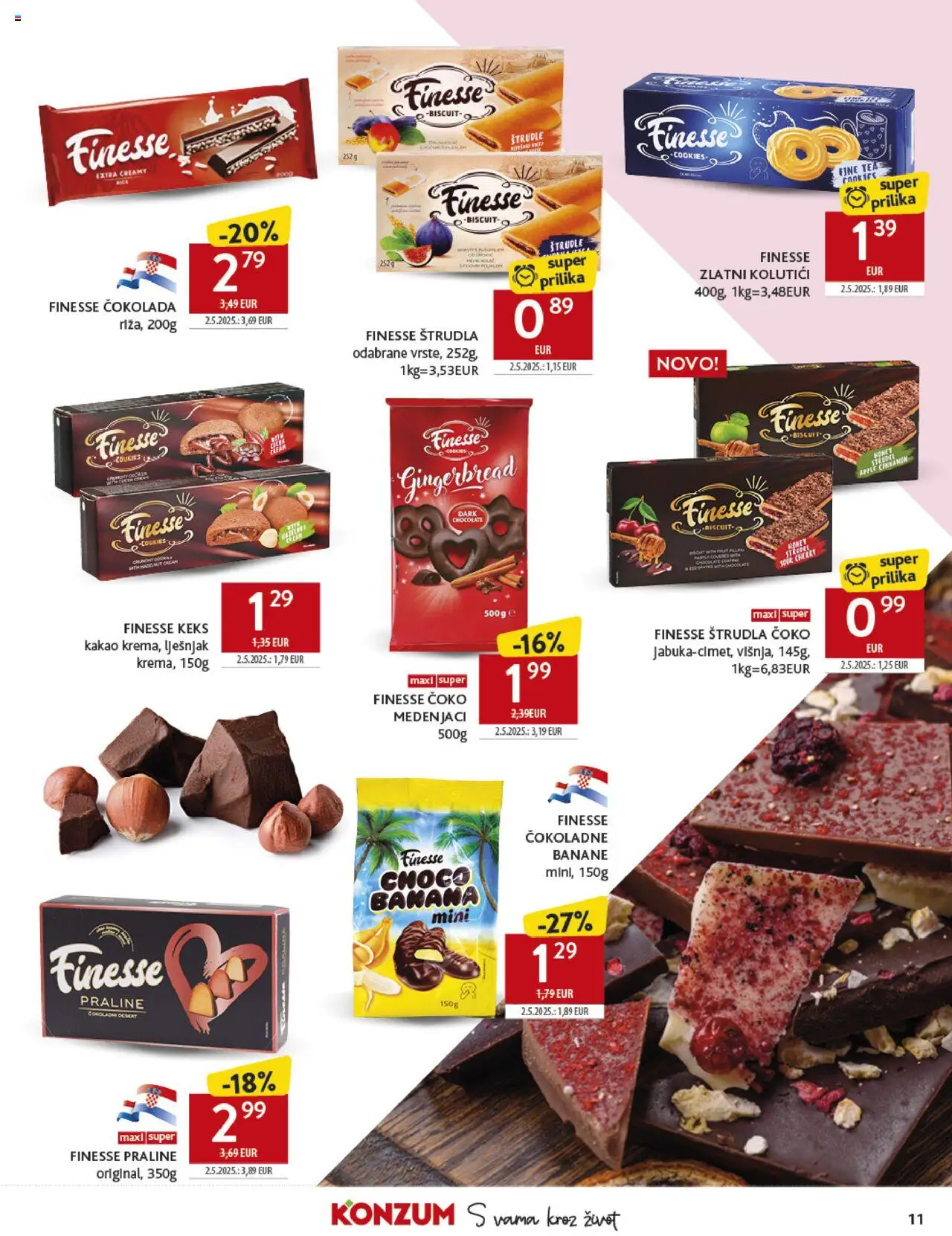 Konzum katalog | vrijedi od 15.10.2025 | Stranica: 11 | Proizvodi: Praline, Čokolada, Keks, Lješnjak
