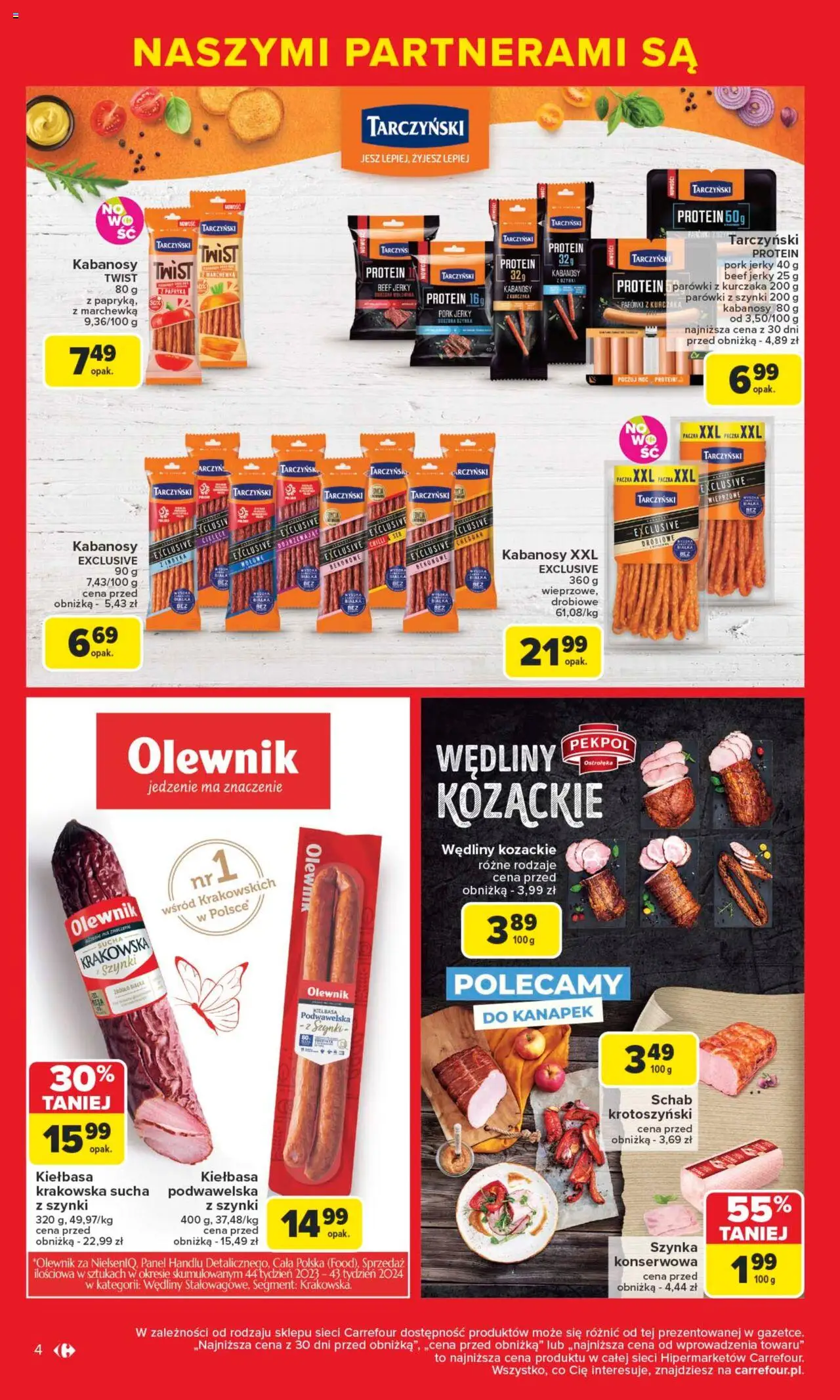 Carrefour Gazetka - Markowe okazje czekają od 09.06.2025 | Strona: 4 | Produkty: Schab, Kabanosy, Kiełbasa krakowska, Ser