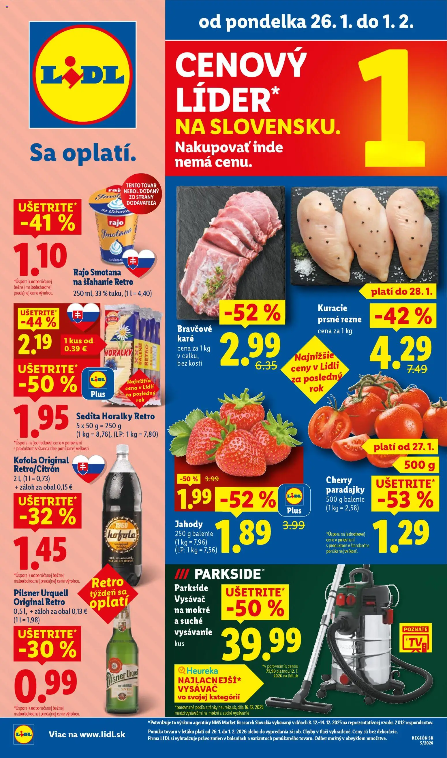 Nové Lidl akcie – leták je platný od 29.01.2026 | Strana: 41 | Produkty: Parkside, Vysávač, Cherry paradajky, Bravčové karé