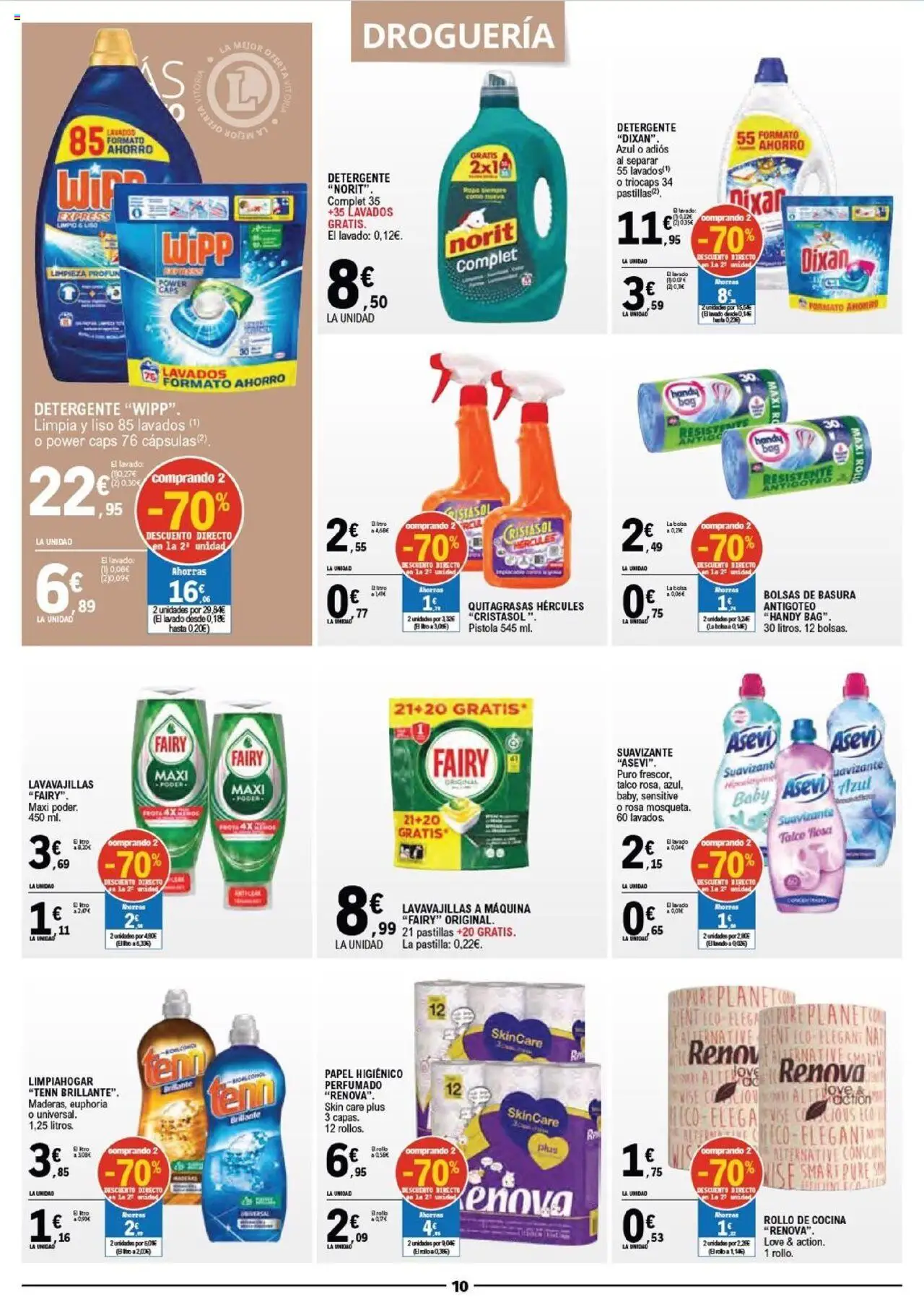 E.Leclerc folleto │ válido desde el 03.09.2025 | Página: 10 | Productos: Detergente, Papel higienico, Cocina, Lavavajillas