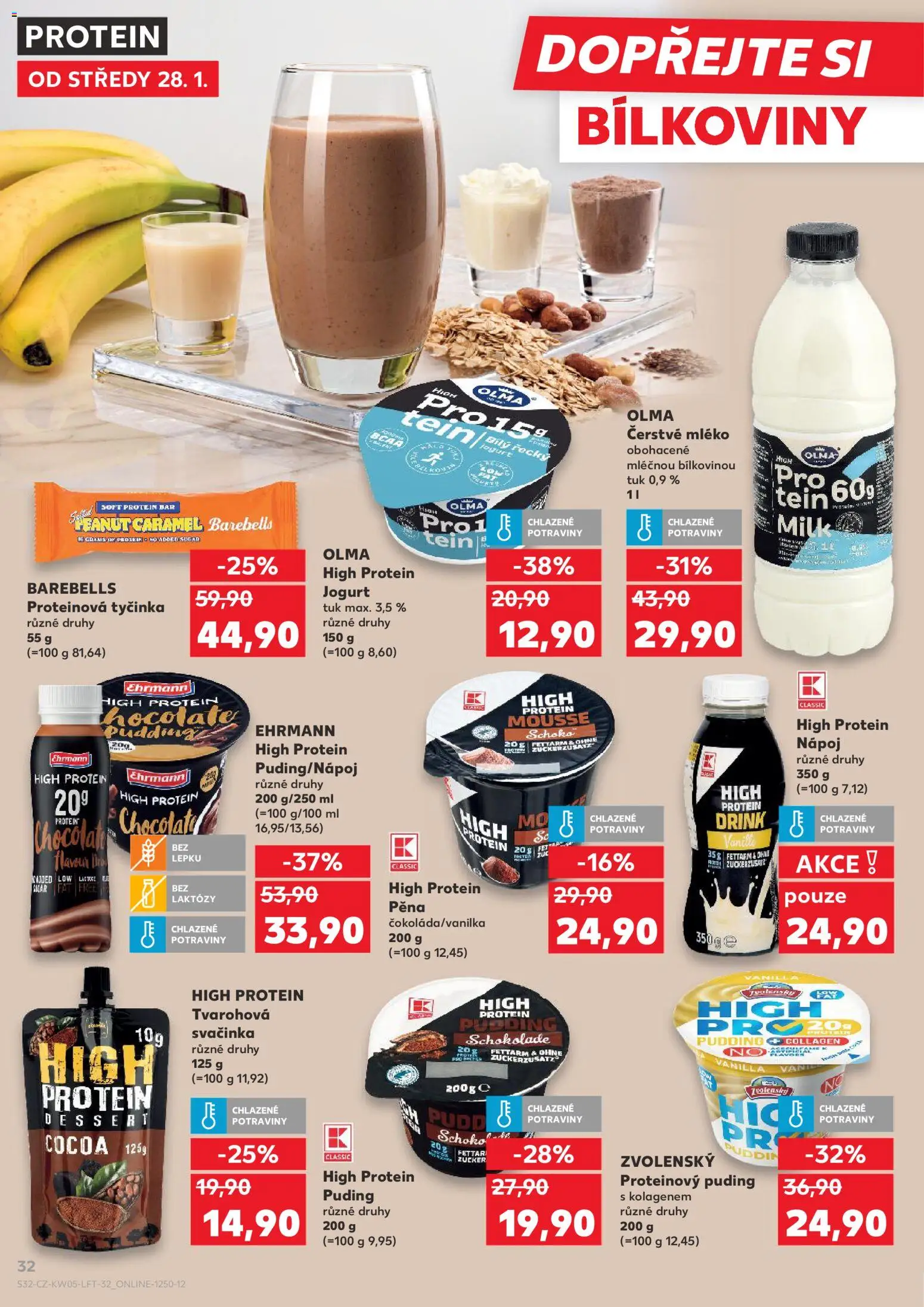 Kaufland leták - Praha 8 od 28.01.2026 | Strana: 32 | Produkty: BCAA, Puding, Protein pudding, Protein drink