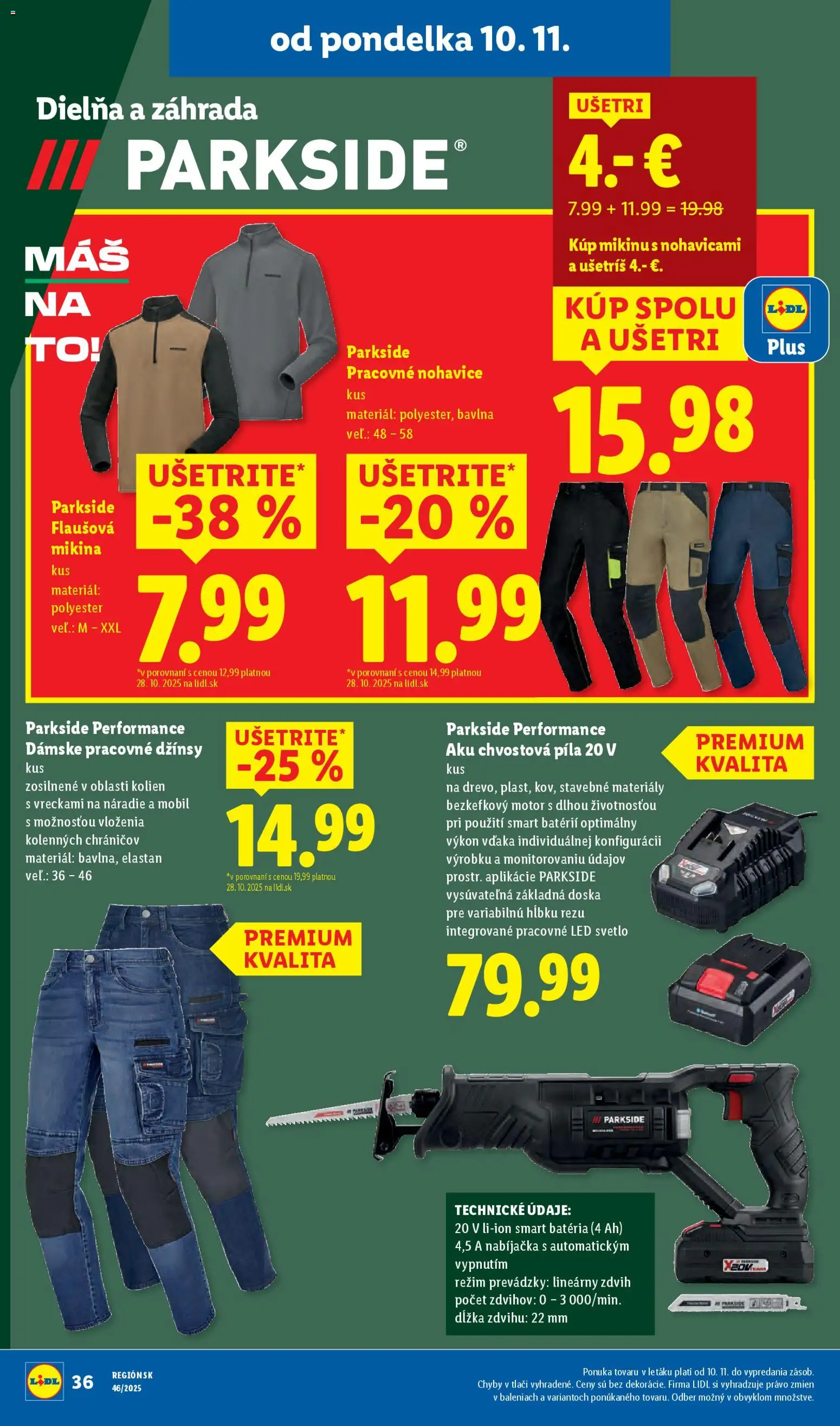 Nové Lidl akcie – leták je platný od 10.11.2025 | Strana: 60 | Produkty: Svetlo, Píla, Náradie, Nabíjačka