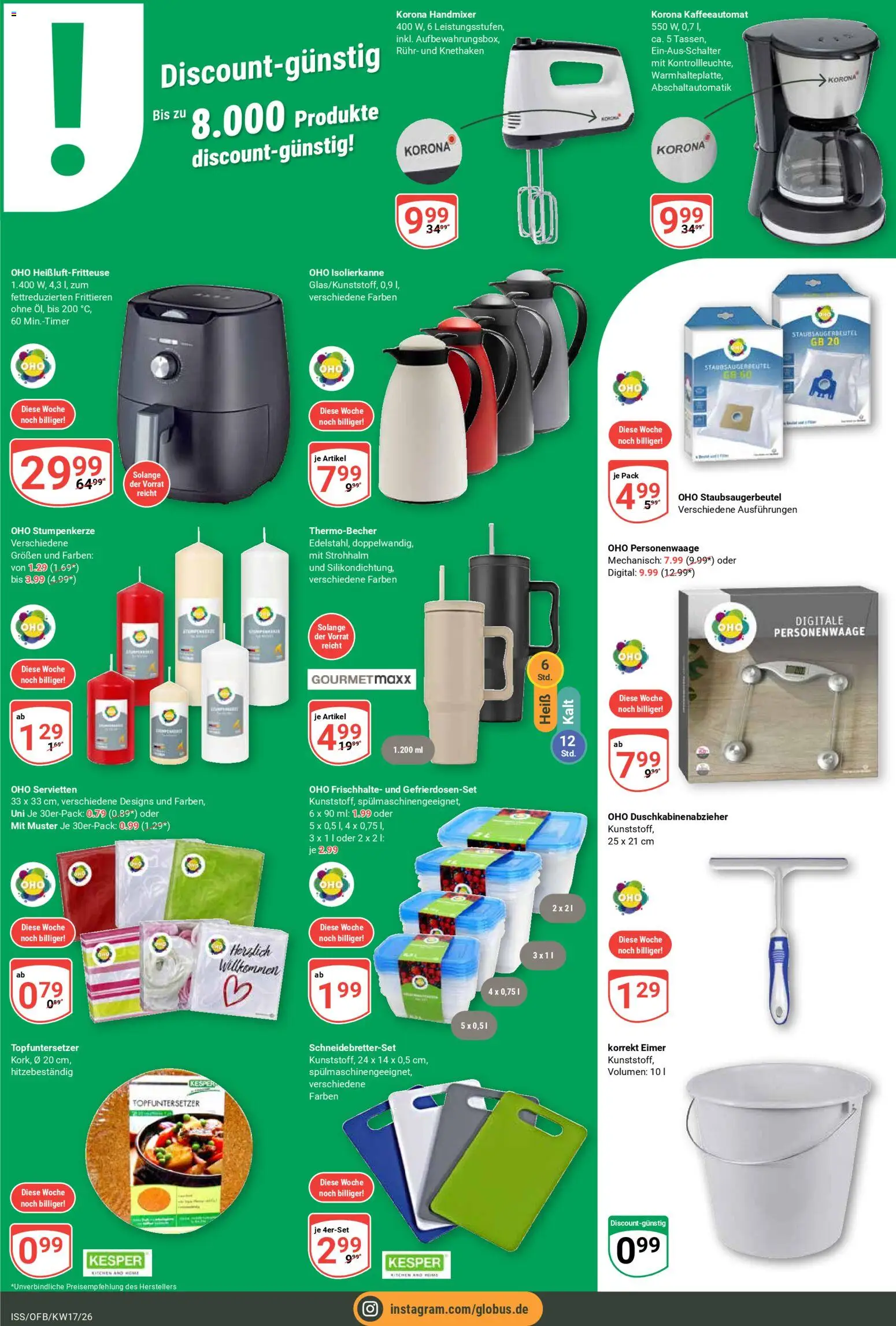 Globus Prospekt 	 – gültig ab 20.04.2026 | Seite: 23 | Produkte: Personenwaage, Handmixer, Heißluftfritteuse