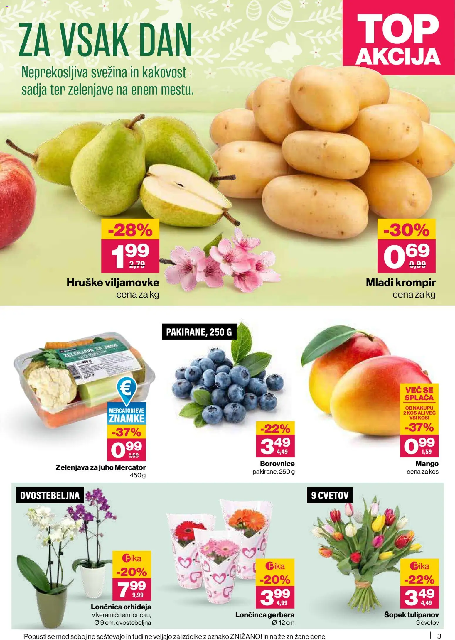 Novi Mercator katalog ponudbe – veljaven od 02.04.2026 | Stran: 3 | Izdelki: Kos, Borovnice, Mango, Hruške