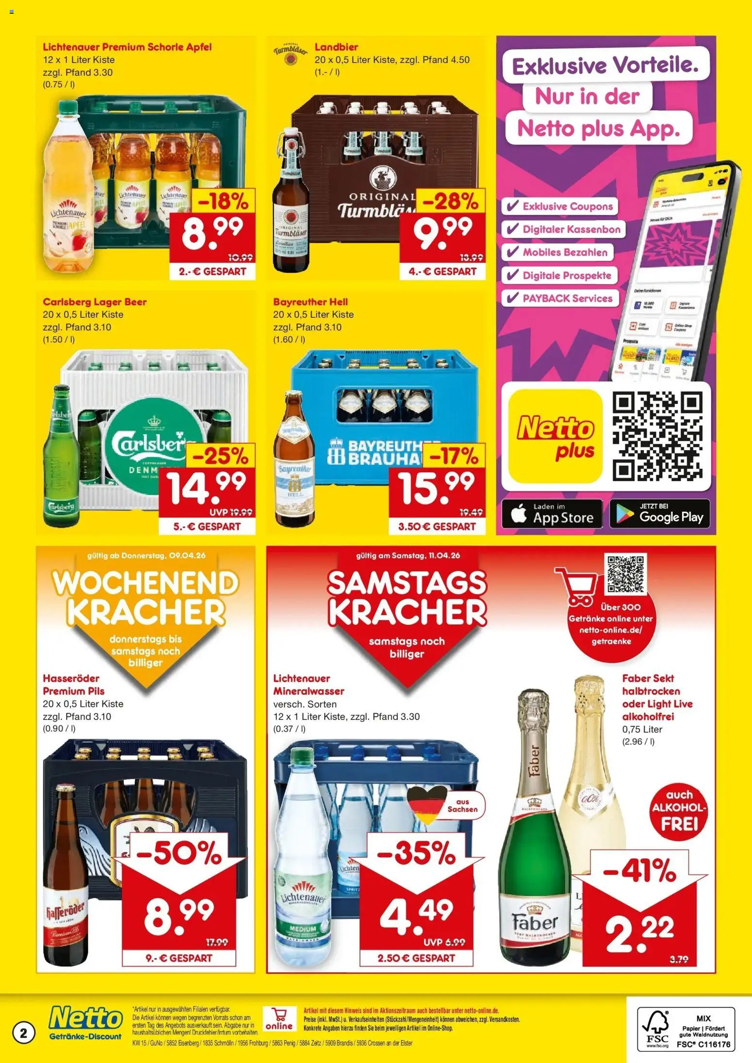 Netto Marken-Discount Prospekt Penig	 – gültig ab 07.04.2026 | Seite: 2 | Produkte: Carlsberg, Äpfel, Mineralwasser, Hasseröder