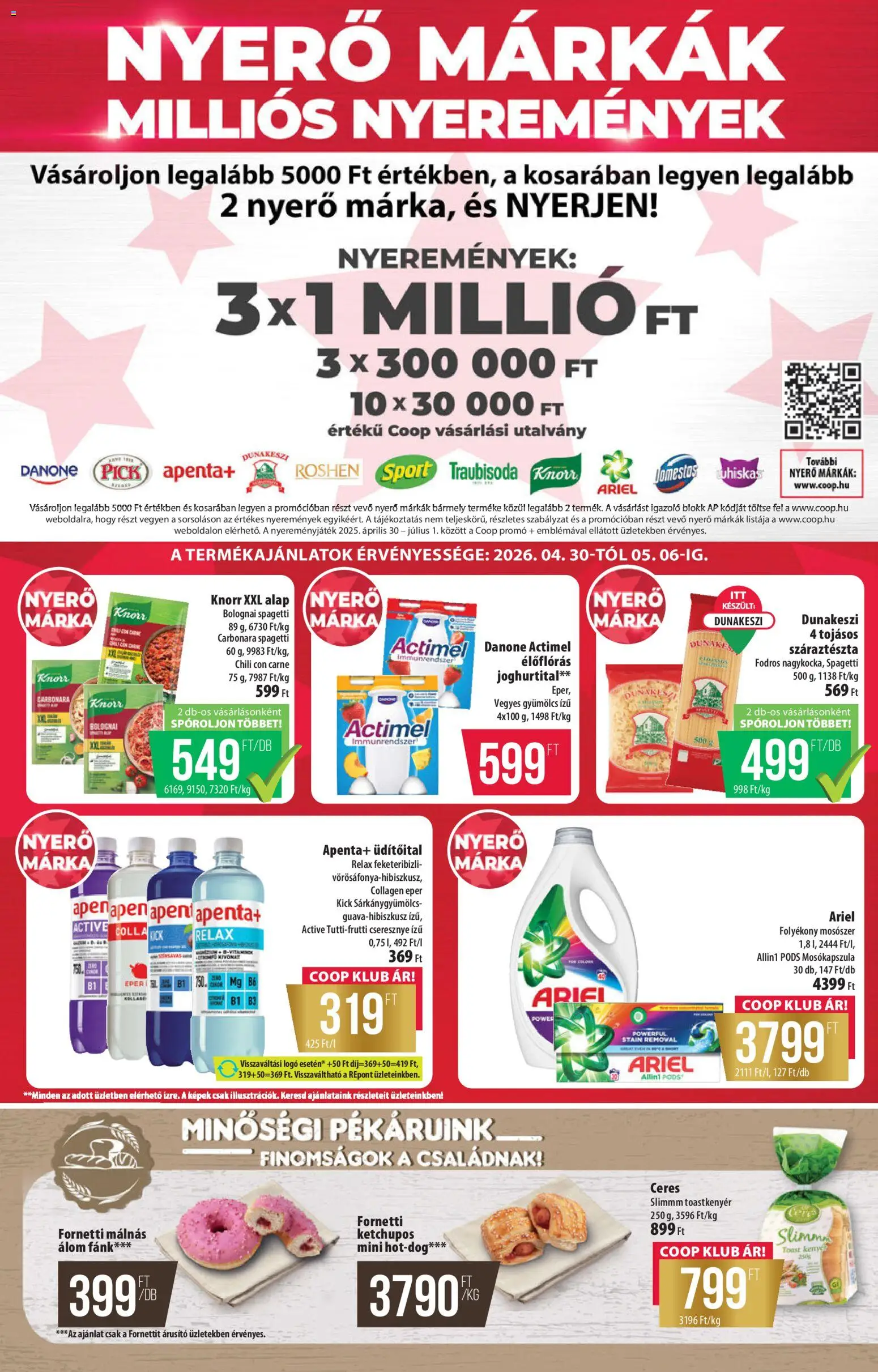 COOP akciós ujság - amely érvényes a következő dátumtól: 30.04.2026 | Oldal: 4 | Termékek: Chili con carne, Fánk, Actimel, Cseresznye