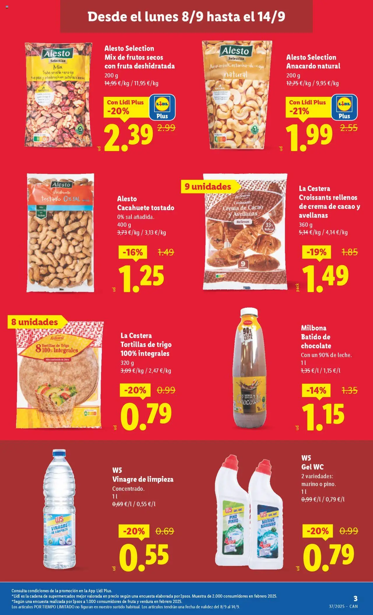 Lidl folleto │ válido desde el 08.09.2025 | Página: 3 | Productos: Chocolate, Frutos secos, Crema, Δεξαμενή