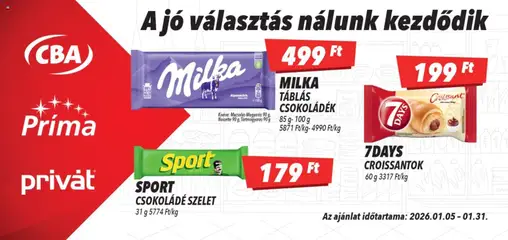 CBA Príma - Óriásplakátok - amely érvényes a következő dátumtól: 05.01.2026