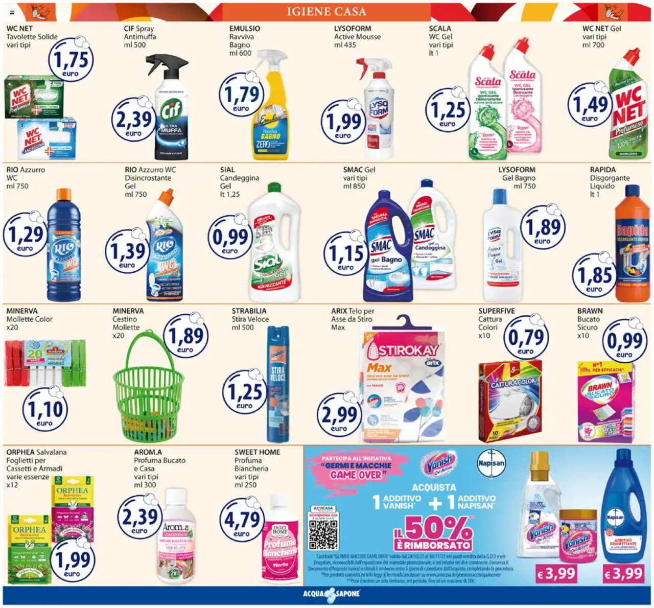 Volantino Acqua e Sapone del 06.10.2025 | Pagina: 18 | Prodotti: Candeggina, Scala, WC, Cestino