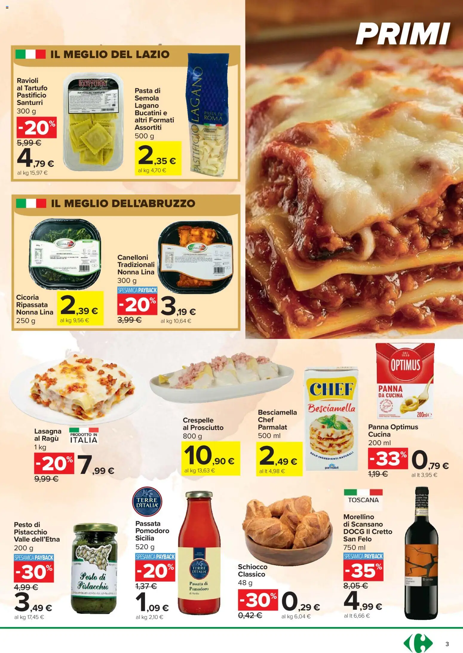 Volantino Carrefour del 24.03.2026 | Pagina: 3 | Prodotti: Tartufo, Pomodoro, Ragú, Besciamella