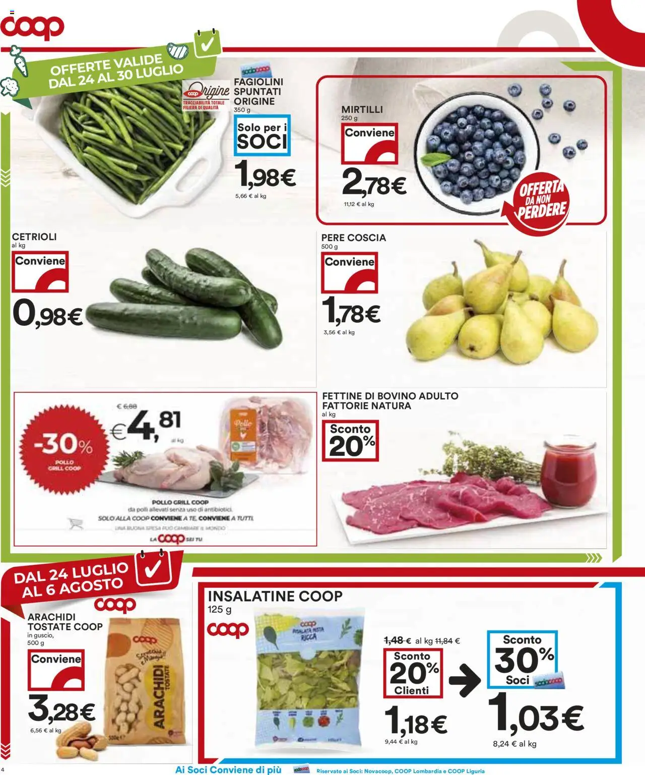 Volantino COOP del 24.07.2025 | Pagina: 4 | Prodotti: Pollo, Tè, Cetrioli, Fagiolini