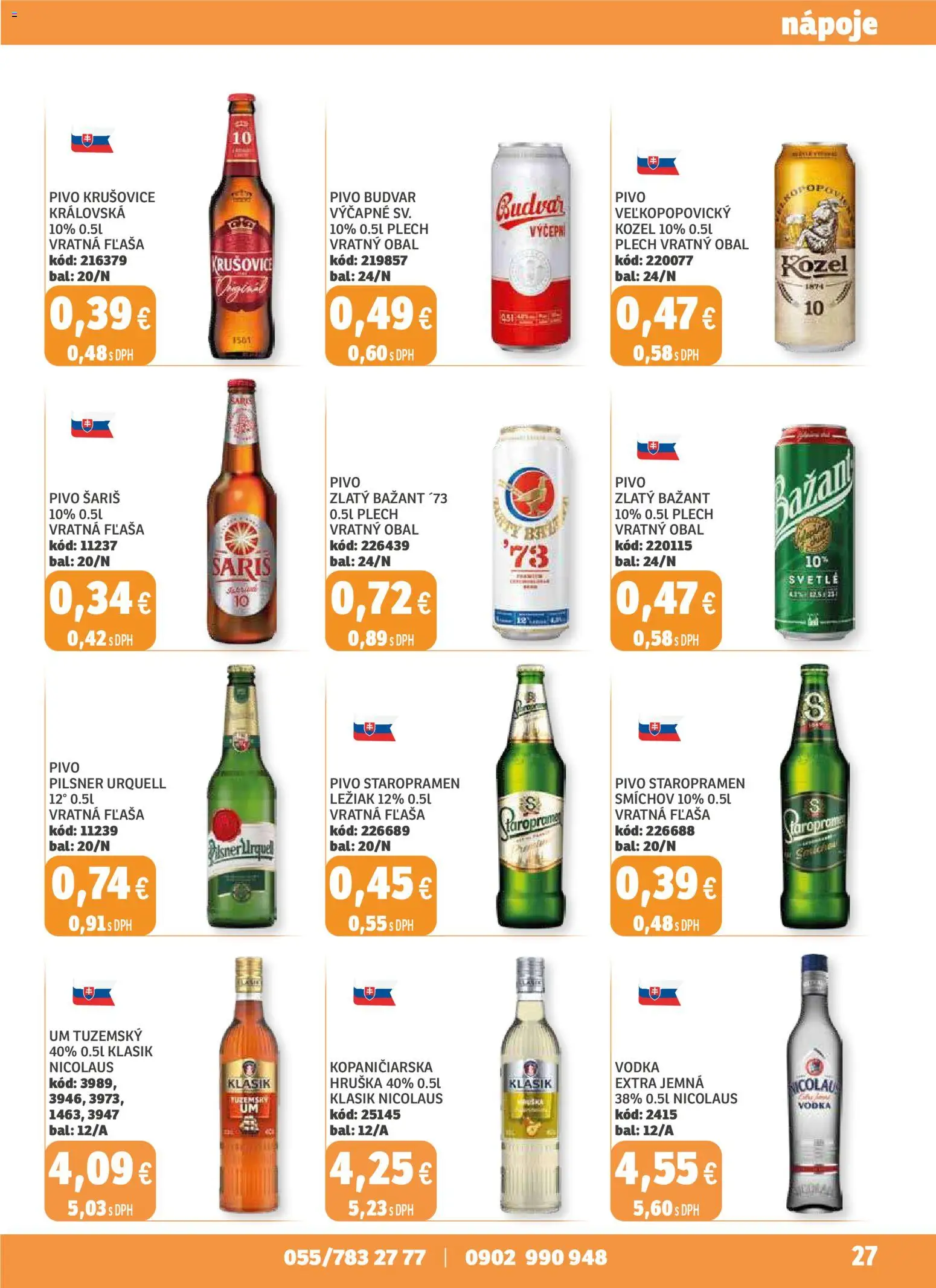 Nové Labaš akcie – leták je platný od 14.11.2025 | Strana: 27 | Produkty: Pivo, Zlatý Bažant, Šariš, Staropramen