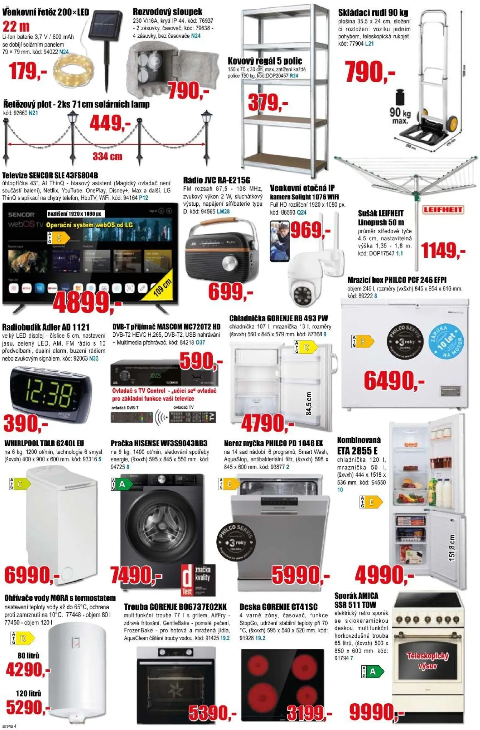 Eva supermarket leták od 08.04.2026 | Strana: 4 | Produkty: Box, Chladnička, Trouba, Kovový regál