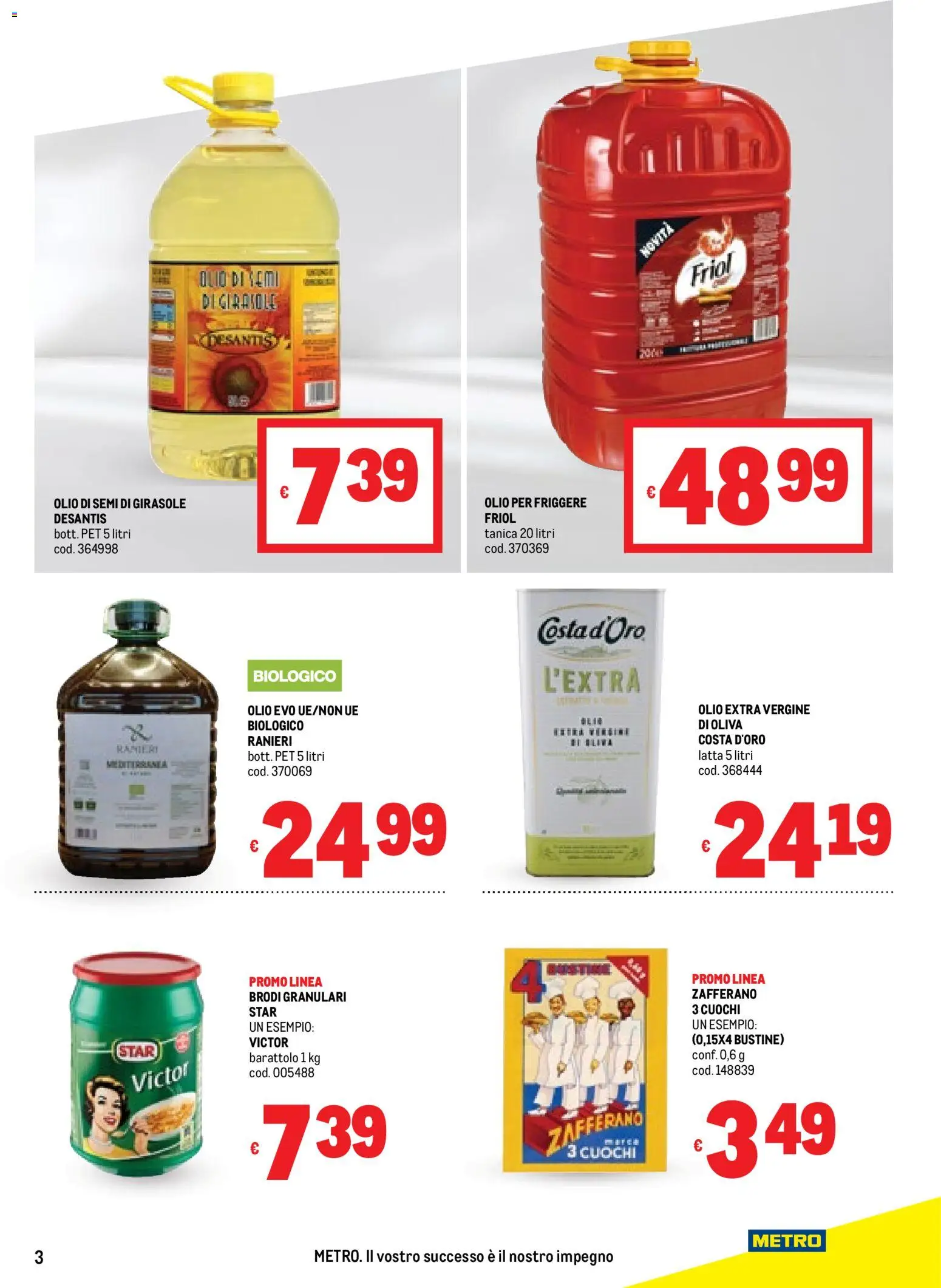 Volantino Metro del 06.11.2025 | Pagina: 3 | Prodotti: Tanica, Olio extra vergine, Olio per friggere, Olio di semi di girasole