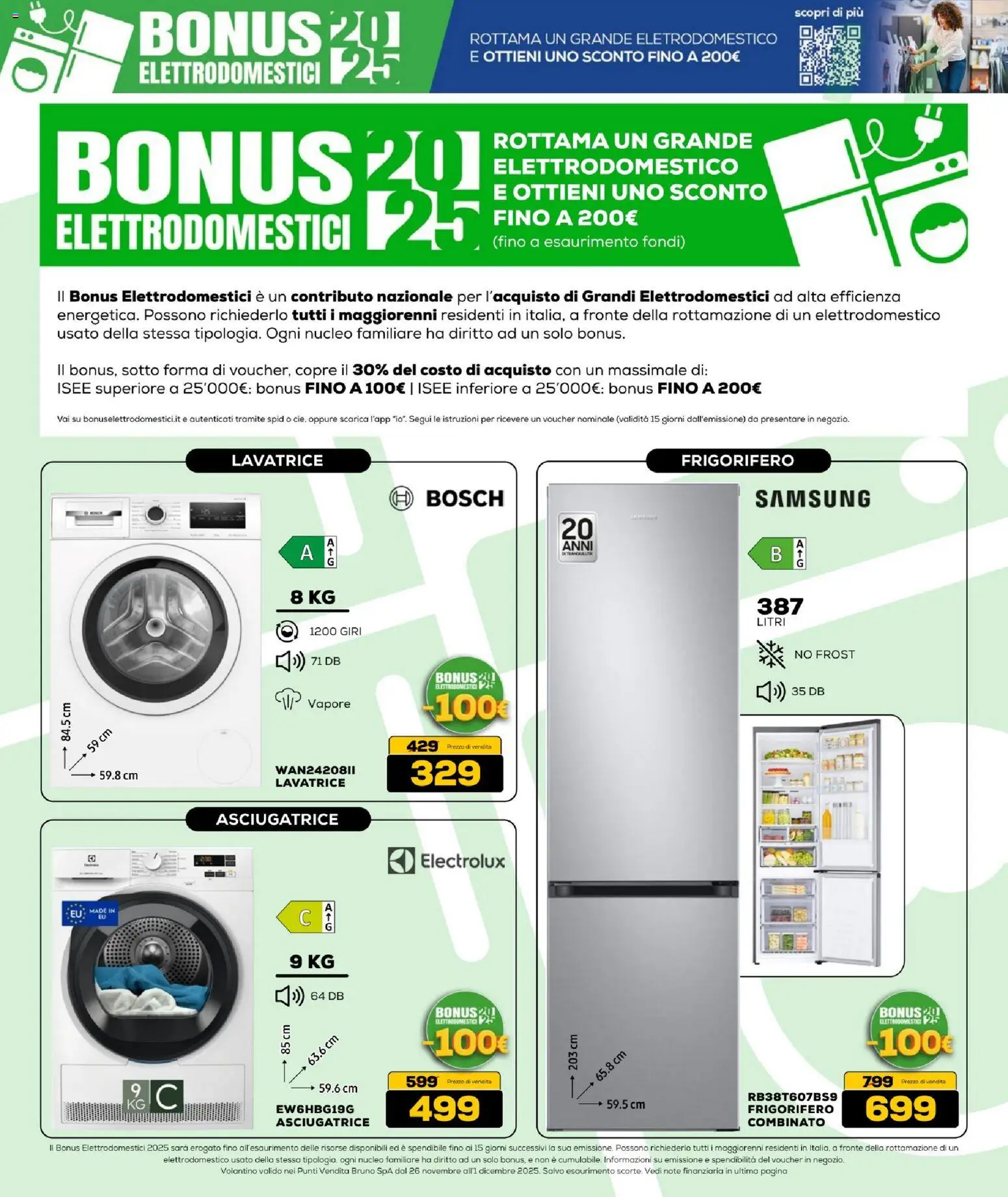Volantino BRUNO del 26.11.2025 | Pagina: 15 | Prodotti: Lavatrice, Asciugatrice, Frigorifero, Samsung