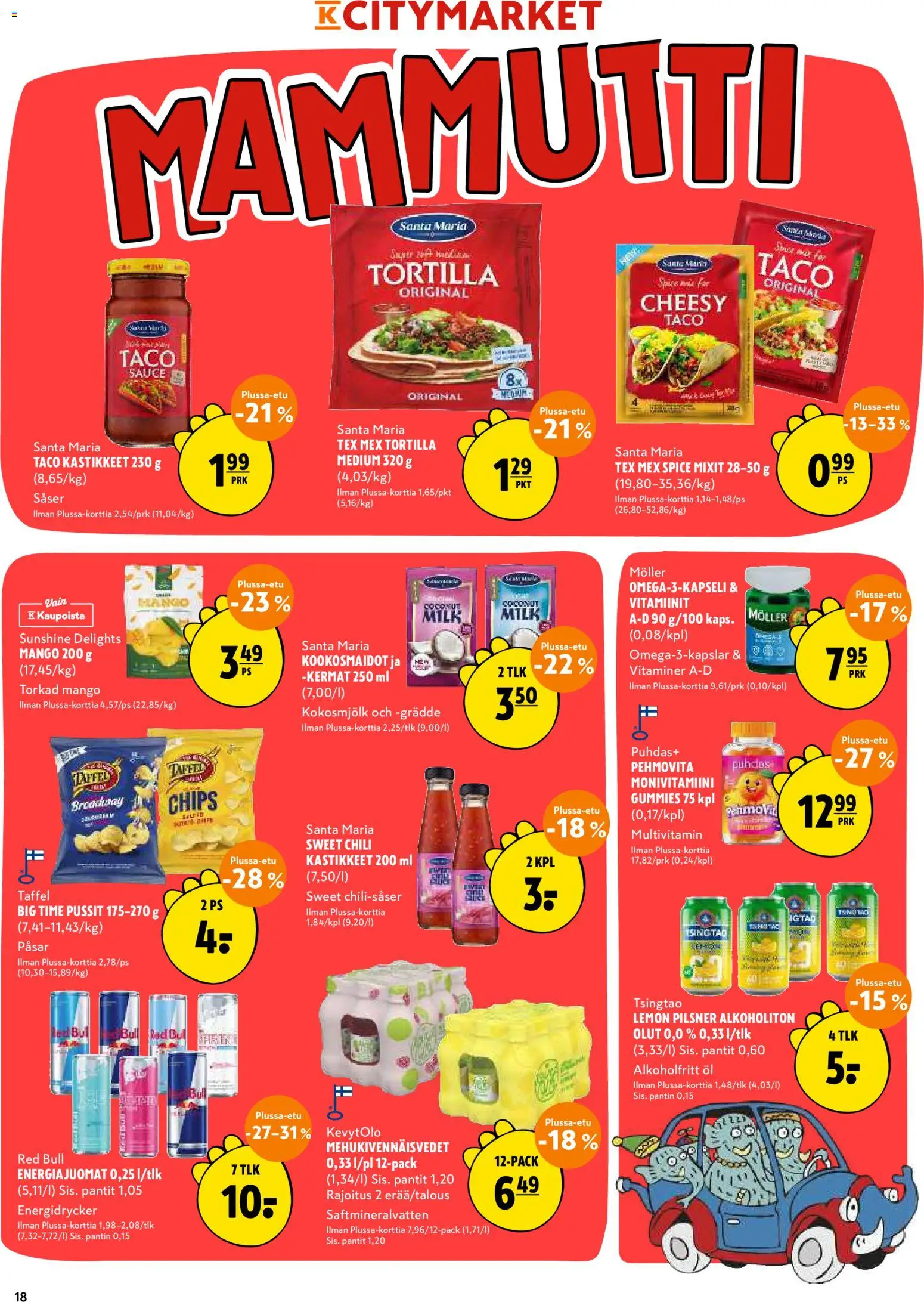 K-Citymarket tarjoukset – voimassa 19.03.2026 alkaen | Sivu: 18 | Tuotteet: Mango, Vitamiinit, Chili, Tortilla