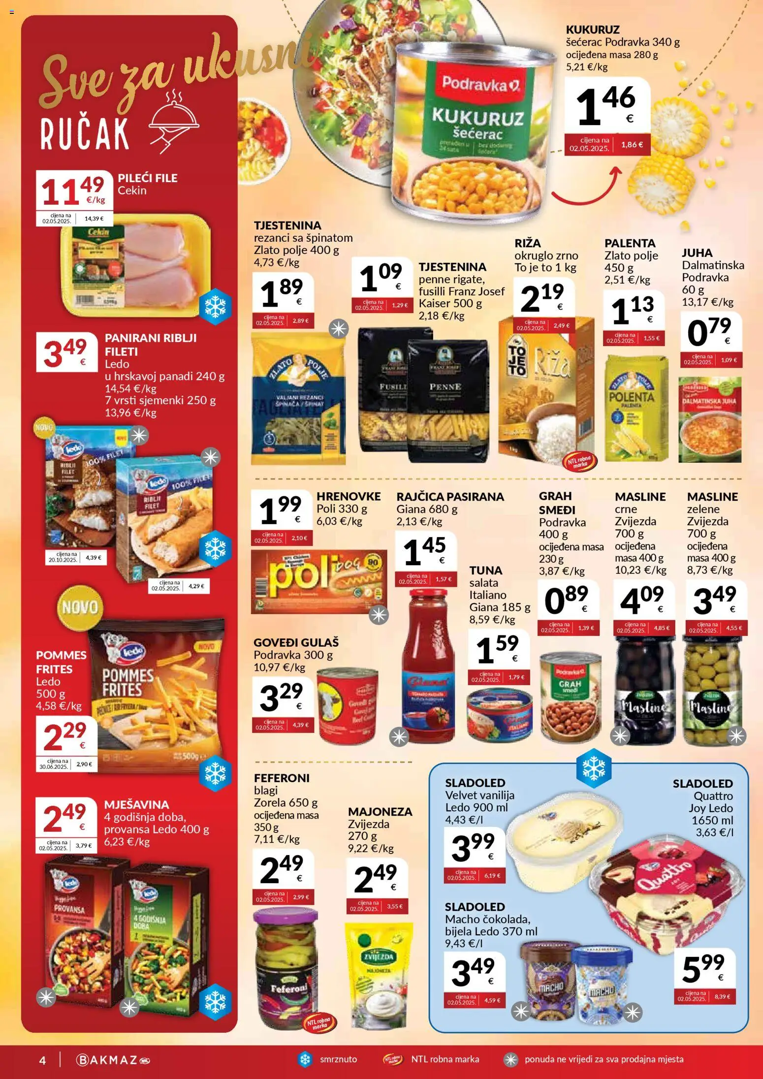 Bakmaz katalog | vrijedi od 08.04.2026 | Stranica: 4 | Proizvodi: Grah, Podravka, Majoneza, Rajčica