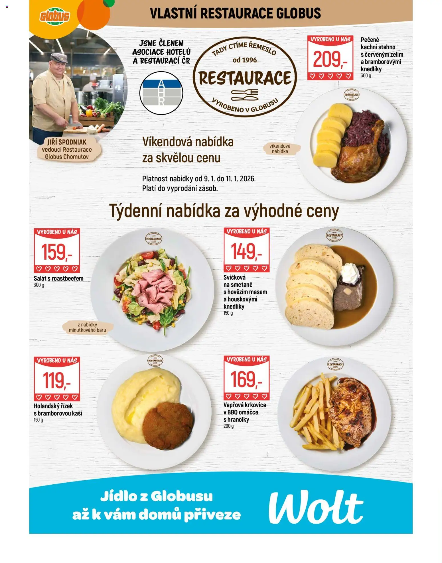 Globus leták - Chomutov od 07.01.2026 | Strana: 9 | Produkty: Globus, Hranolky, Salát, Vepřová krkovice