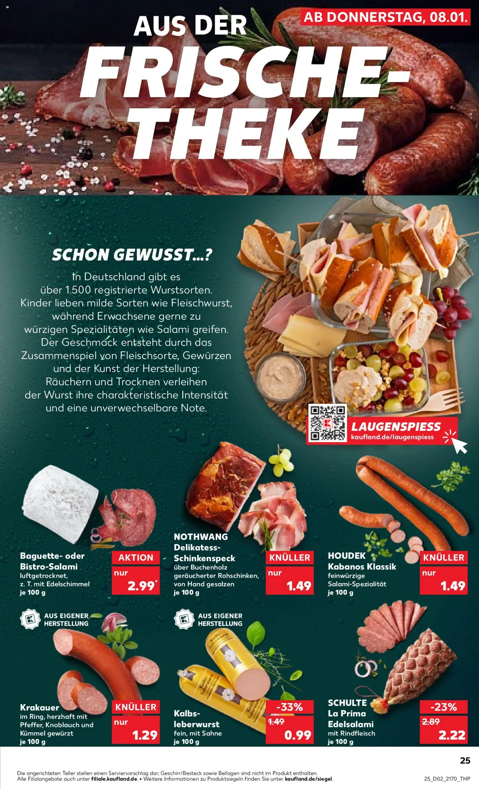 Kaufland prospekt Stuttgart	 – gültig ab 08.01.2026 | Seite: 25 | Produkte: Wurst, Knoblauch, Salami, Sahne