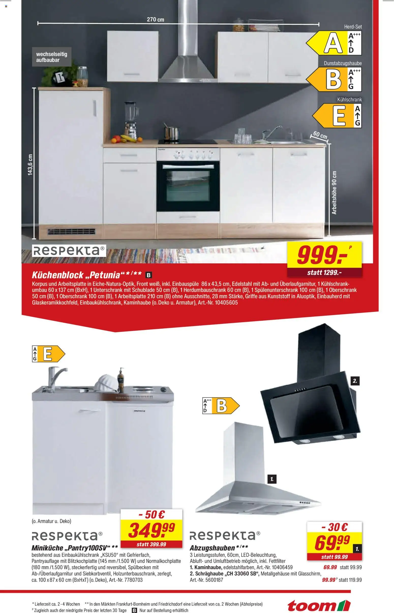 Toom Baumarkt Prospekt 	 – gültig ab 17.01.2026 | Seite: 7 | Produkte: Küchenblock, Kühlschrank, Armatur, Unterschrank