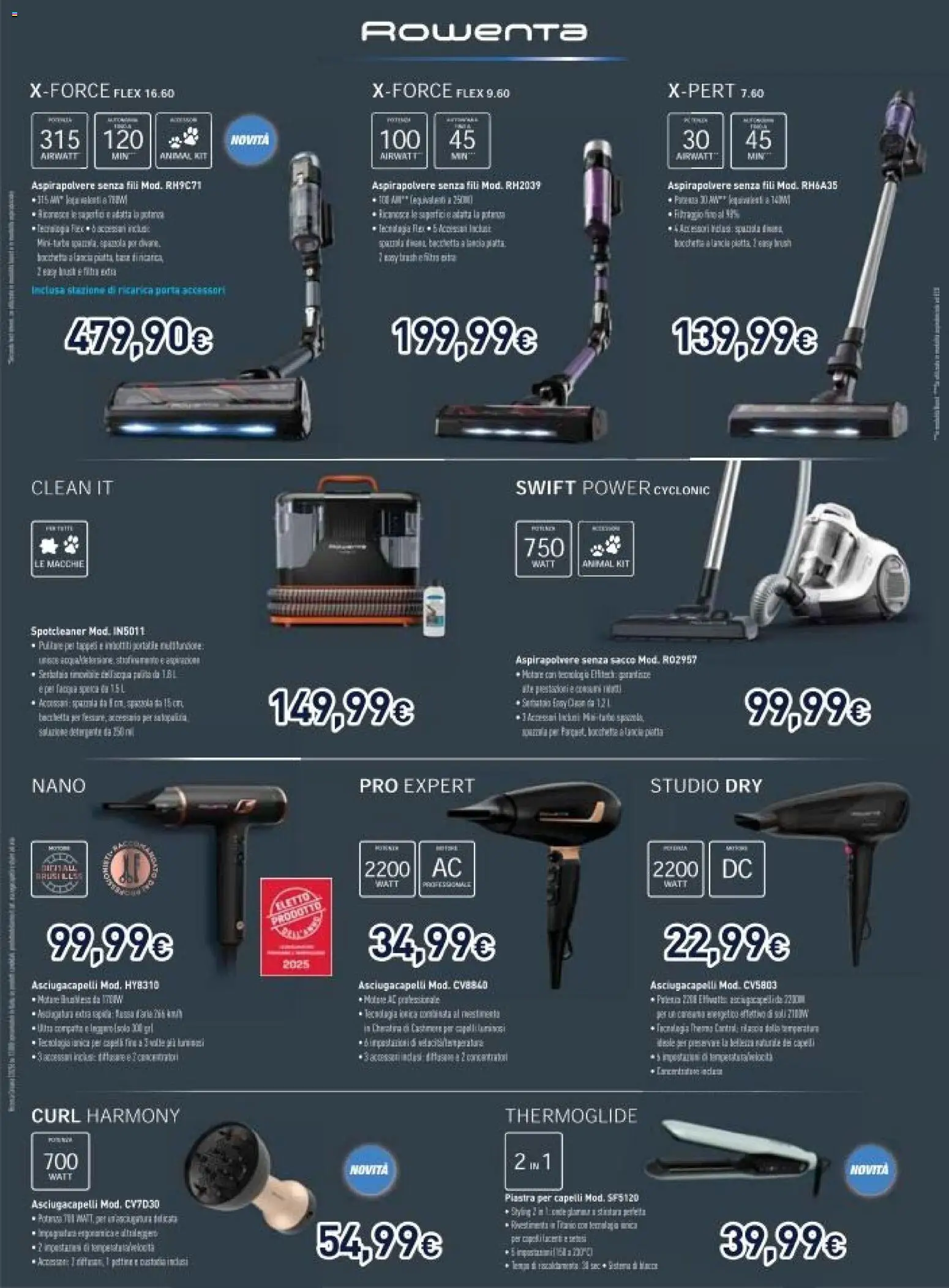 Volantino Unieuro del 16.01.2026 | Pagina: 43 | Prodotti: Spazzola, Aspirapolvere senza fili, Aspirapolvere, Piastra per capelli