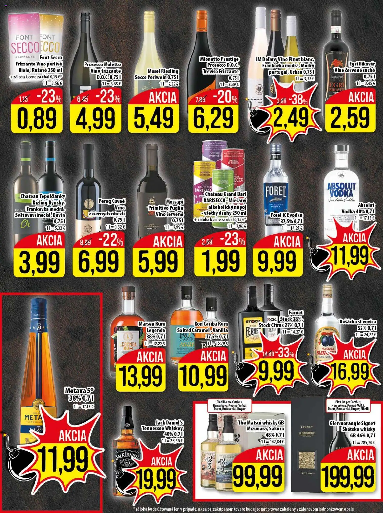 Nové Klas akcie – leták je platný od 03.11.2025 | Strana: 19 | Produkty: Víno, Slivovica, Whisky, Fernet