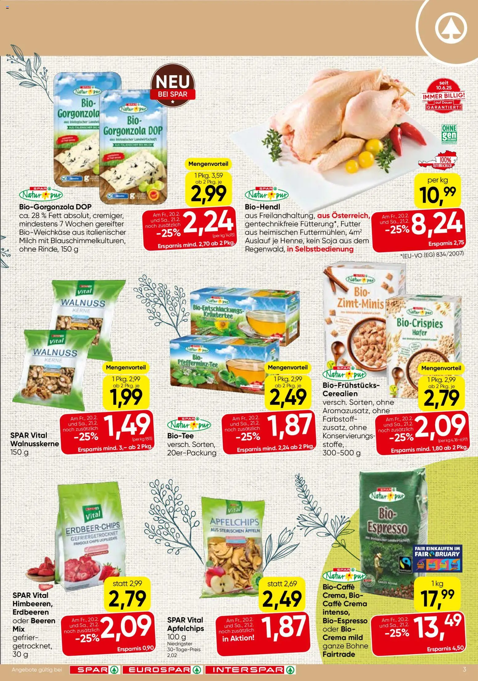 Spar Flugblatt - Wien gültig ab 19.02.2026 | Seite: 3 | Produkte: Erdbeeren, Chips, Milch, Tee