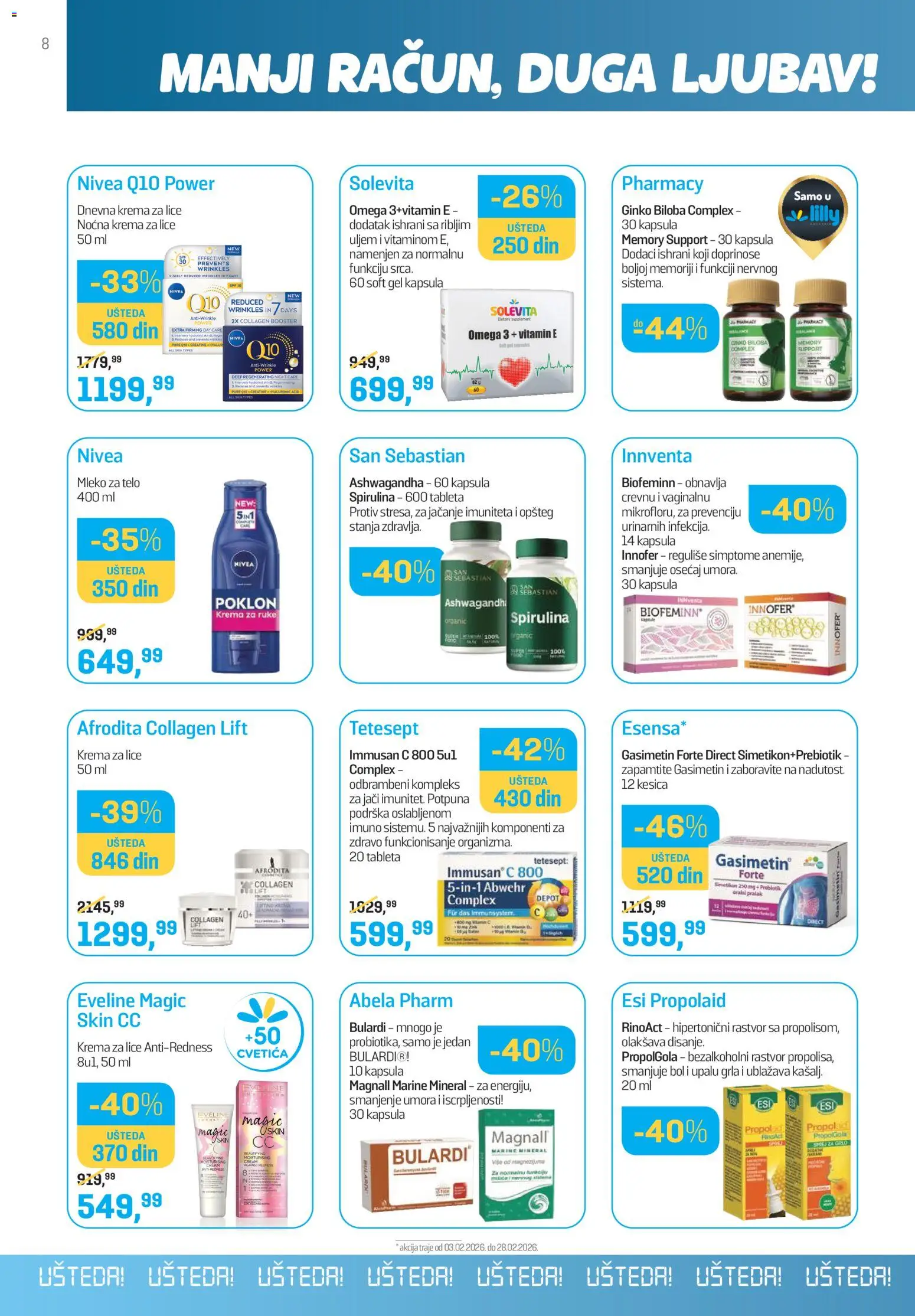 Lilly drogerie katalog - važi od 01.02.2026 | Strana: 8 | Proizvode: CC krema, Nivea, Krema, Krema za ruke