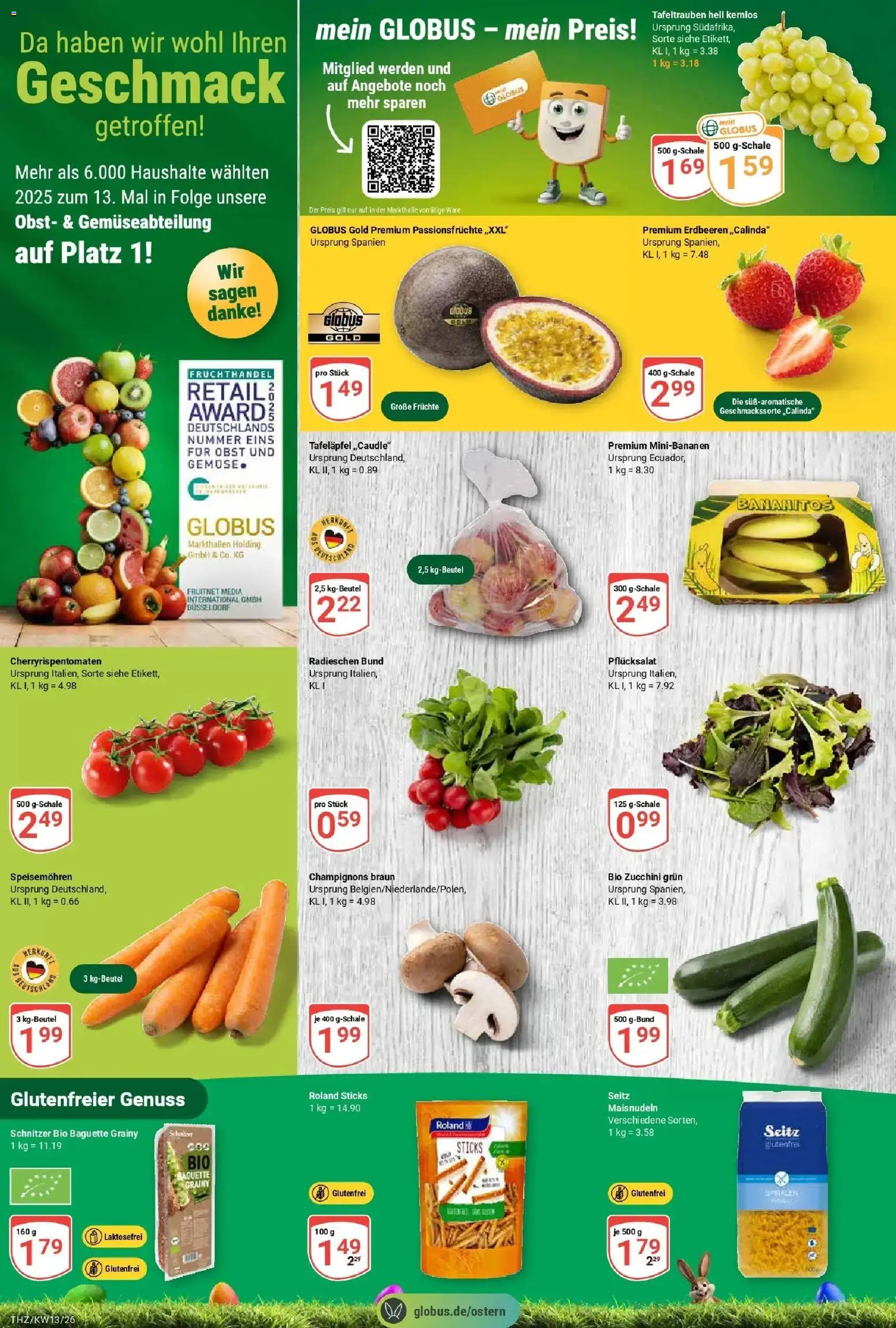 Globus prospekt Zeitz	 – gültig ab 23.03.2026 | Seite: 8 | Produkte: Baguette, Champignons, Zucchini, Erdbeeren