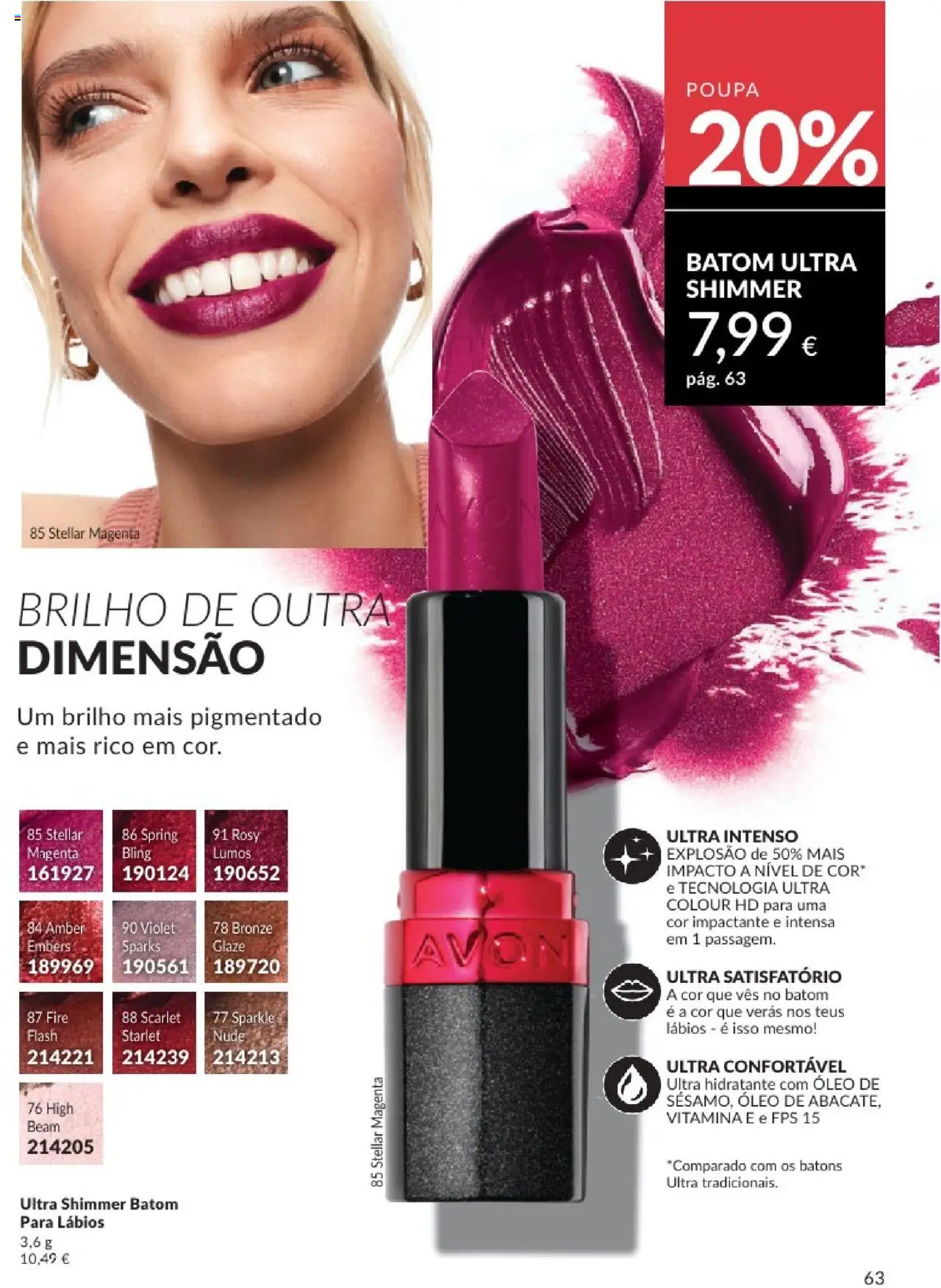 Catálogo Avon Campanha 8 │ válido de 01.08.2025 | Página: 63 | Produtos: Batom, Óleo