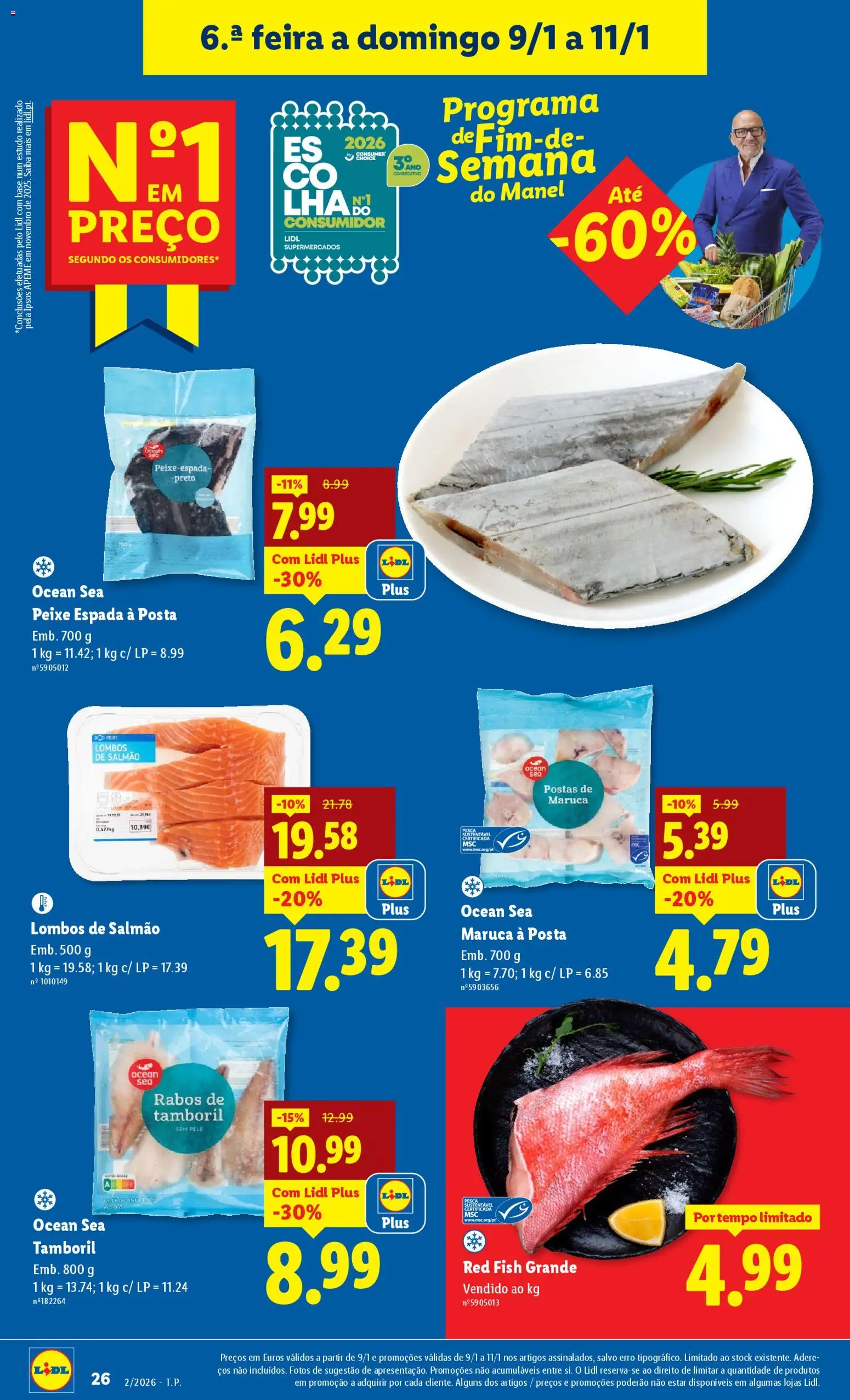 Lidl folheto │ válido de 05.01.2026 | Página: 26 | Produtos: Base, Salmão, Tamboril, Peixe