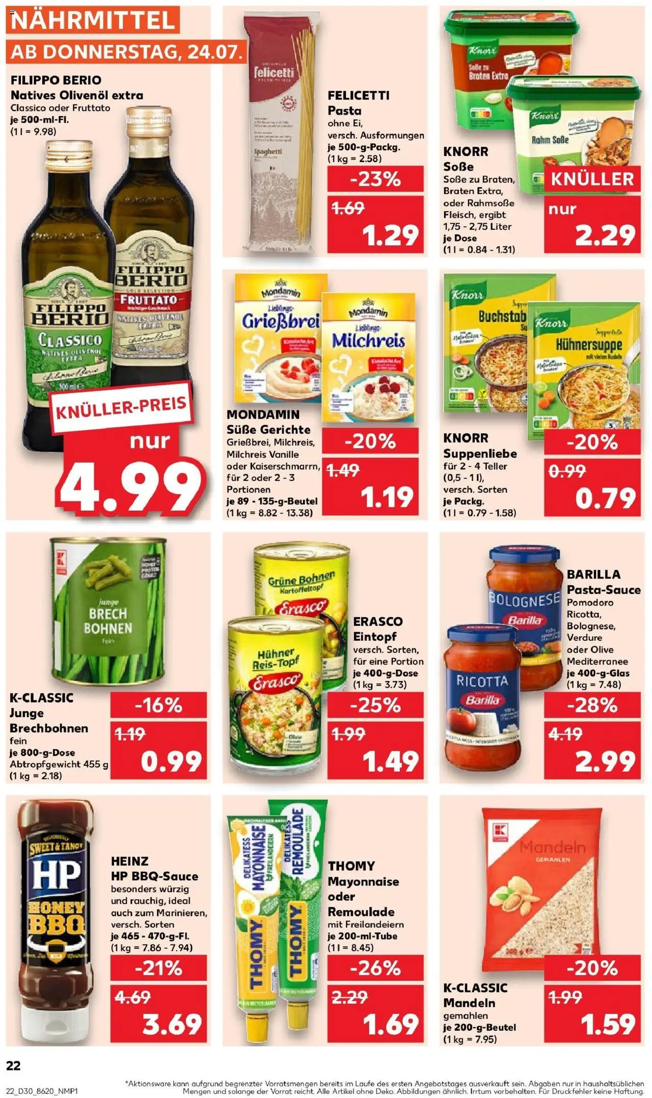 Kaufland prospekt Bottrop	 - gültig ab dem 23.07.2025 | Seite: 22 | Produkte: Knorr, Mayonnaise, Soße, Erasco