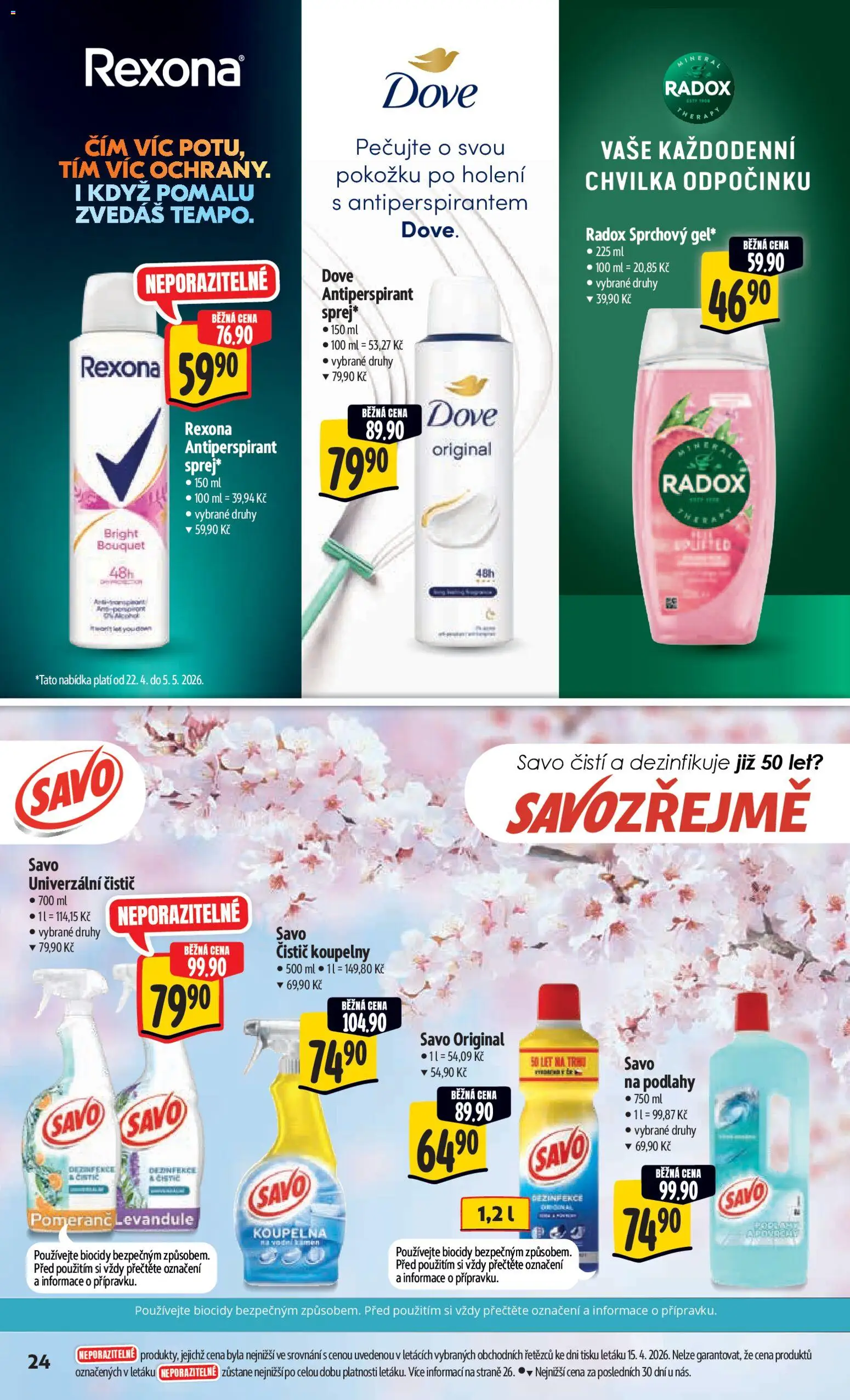 Albert leták - Hypermarket od 22.04.2026 | Strana: 32 | Produkty: Antiperspirant, Savo, Rexona, Koupelna