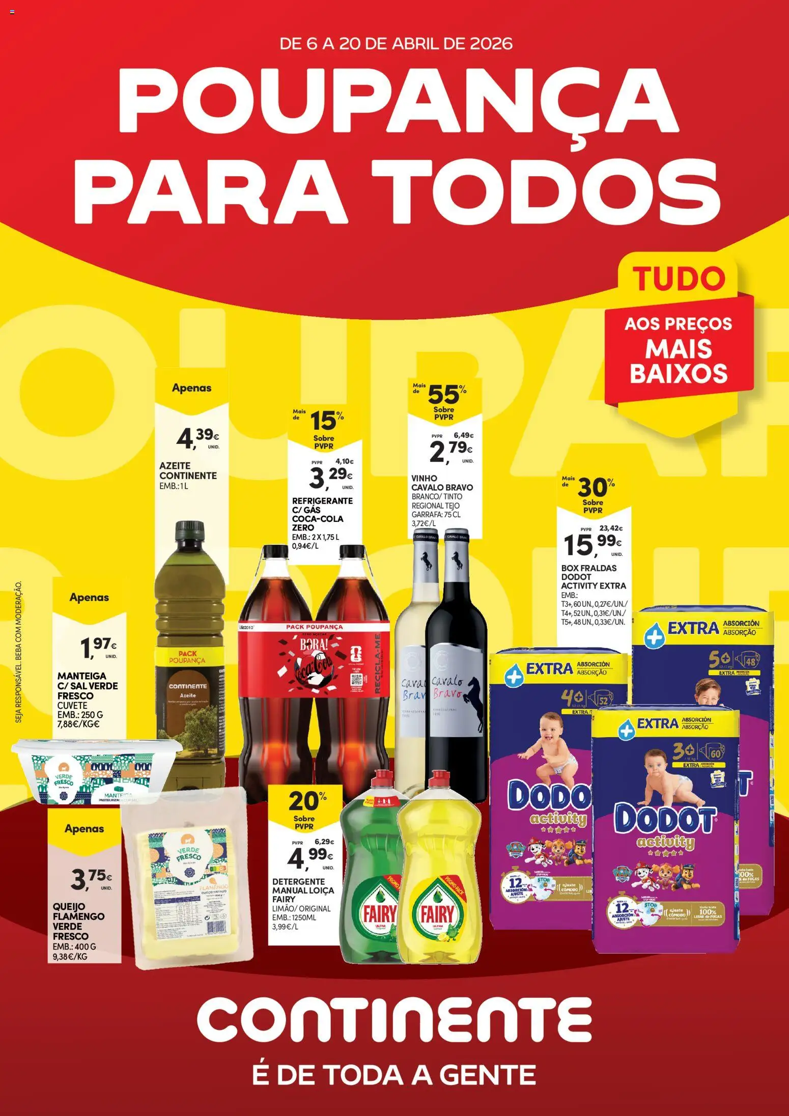 Continente - Açores Poupança para todos │ válido de 06.04.2026 | Página: 1 | Produtos: Azeite, Fraldas, Manteiga, Soda