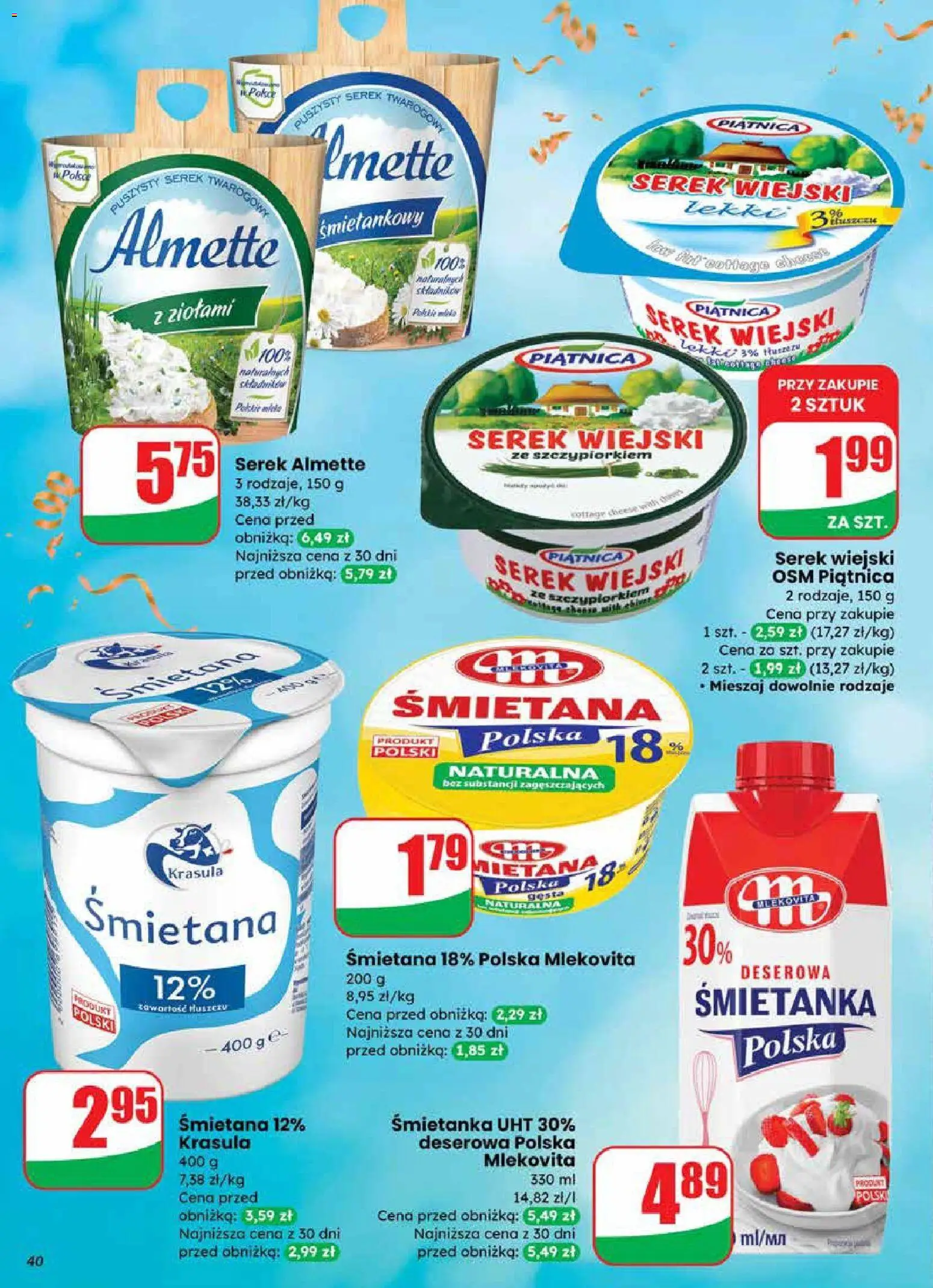 Dino Gazetka od 27.12.2025 | Strona: 40 | Produkty: Serek, Serek wiejski, Śmietana